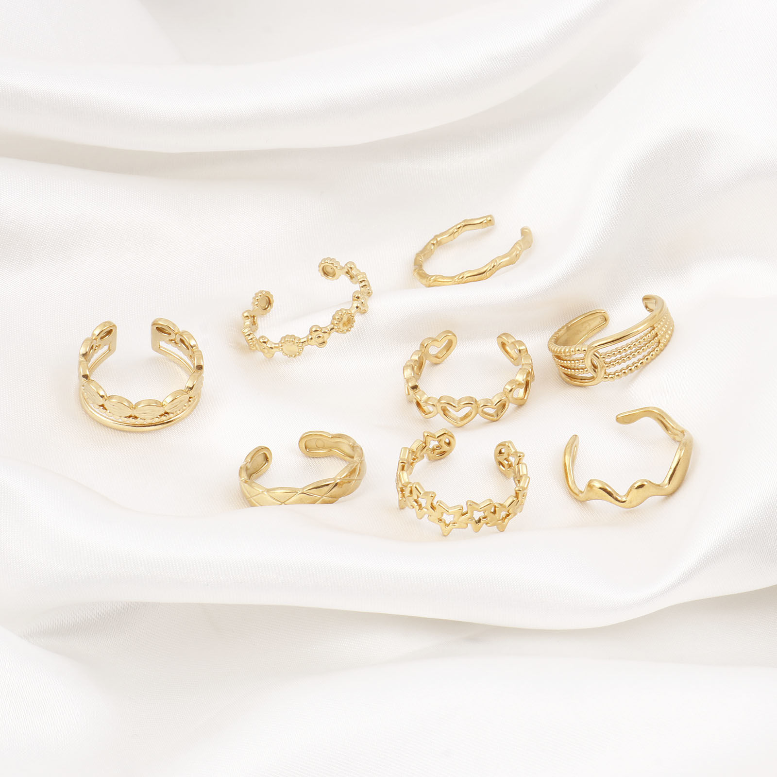 Picture of 304 Stainless Steel Open Adjustable Rings Gold Plated