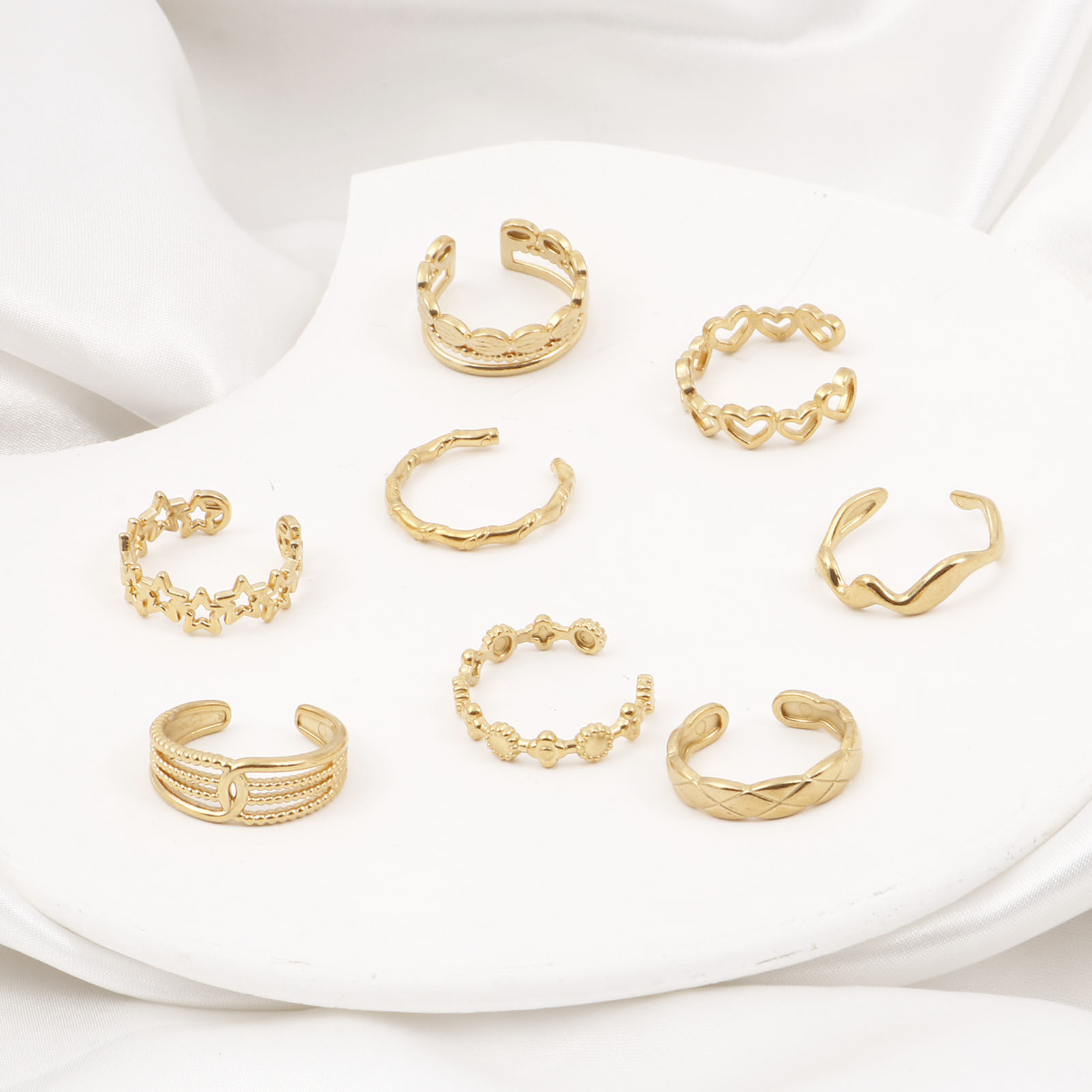 Picture of 304 Stainless Steel Open Adjustable Rings Gold Plated