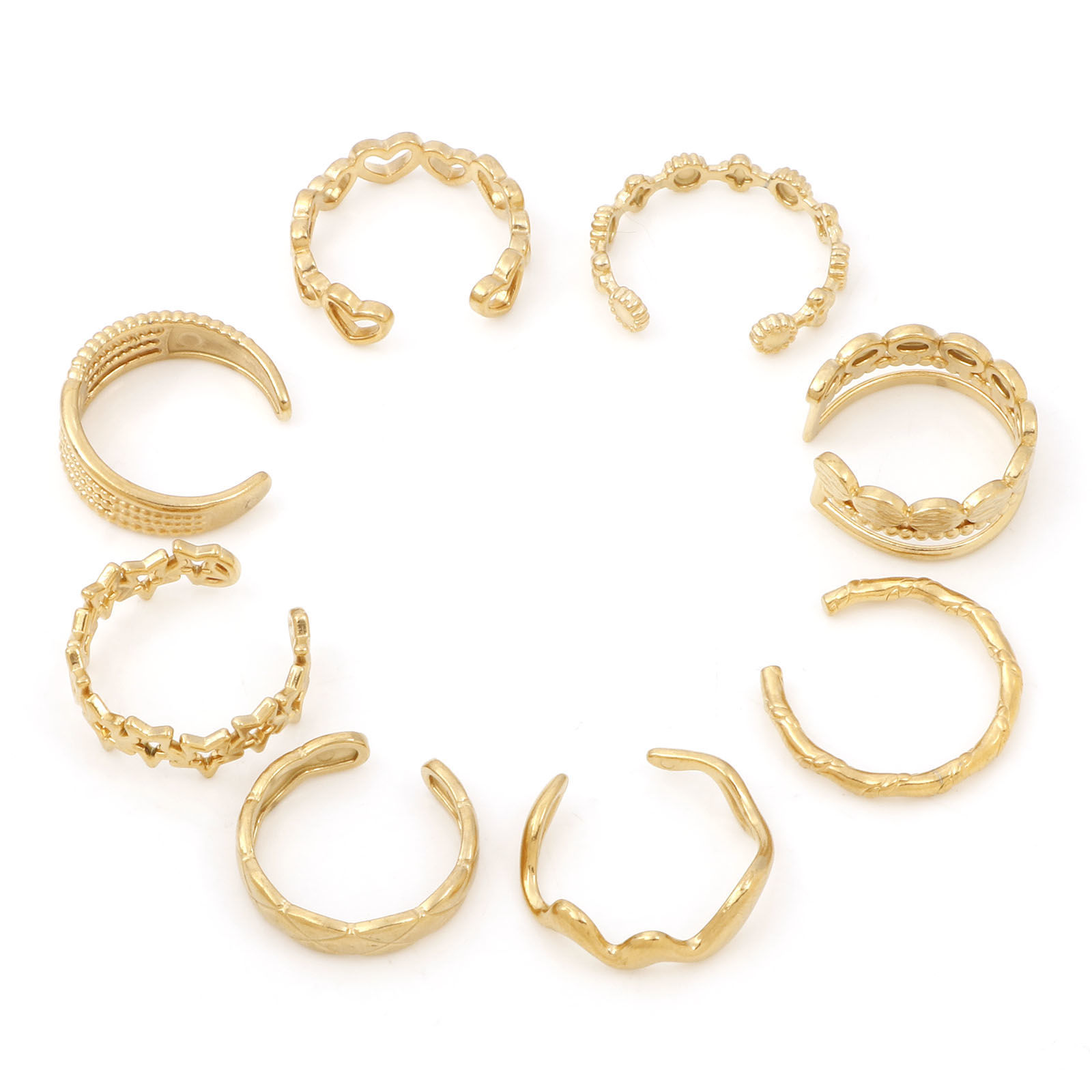 Picture of 304 Stainless Steel Open Adjustable Rings Gold Plated