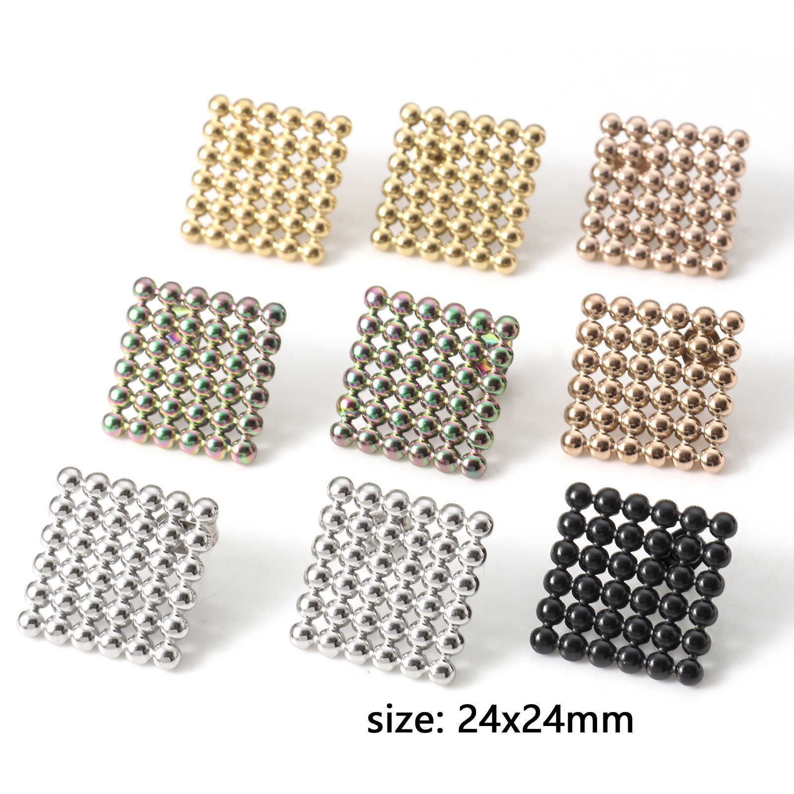 Immagine di 304 Acciaio Inossidabile Serie Geometry Orecchino Multicolore Rombo 24mm x 24mm, Posta / Filo Dimensione: (21 misura), 1 Paio