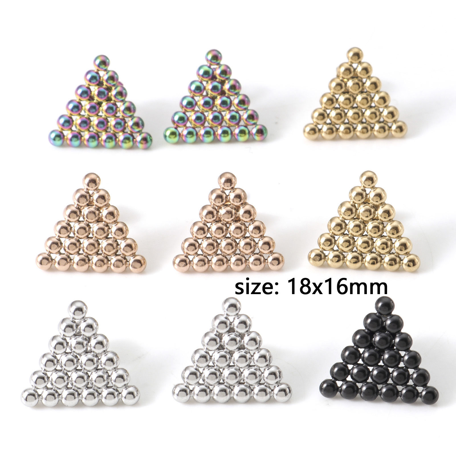 Bild von 304 Edelstahl Geometrie Serie Ohrring Bunt Dreieck 18mm x 16mm, Drahtstärke: (21 gauge), 1 Paar