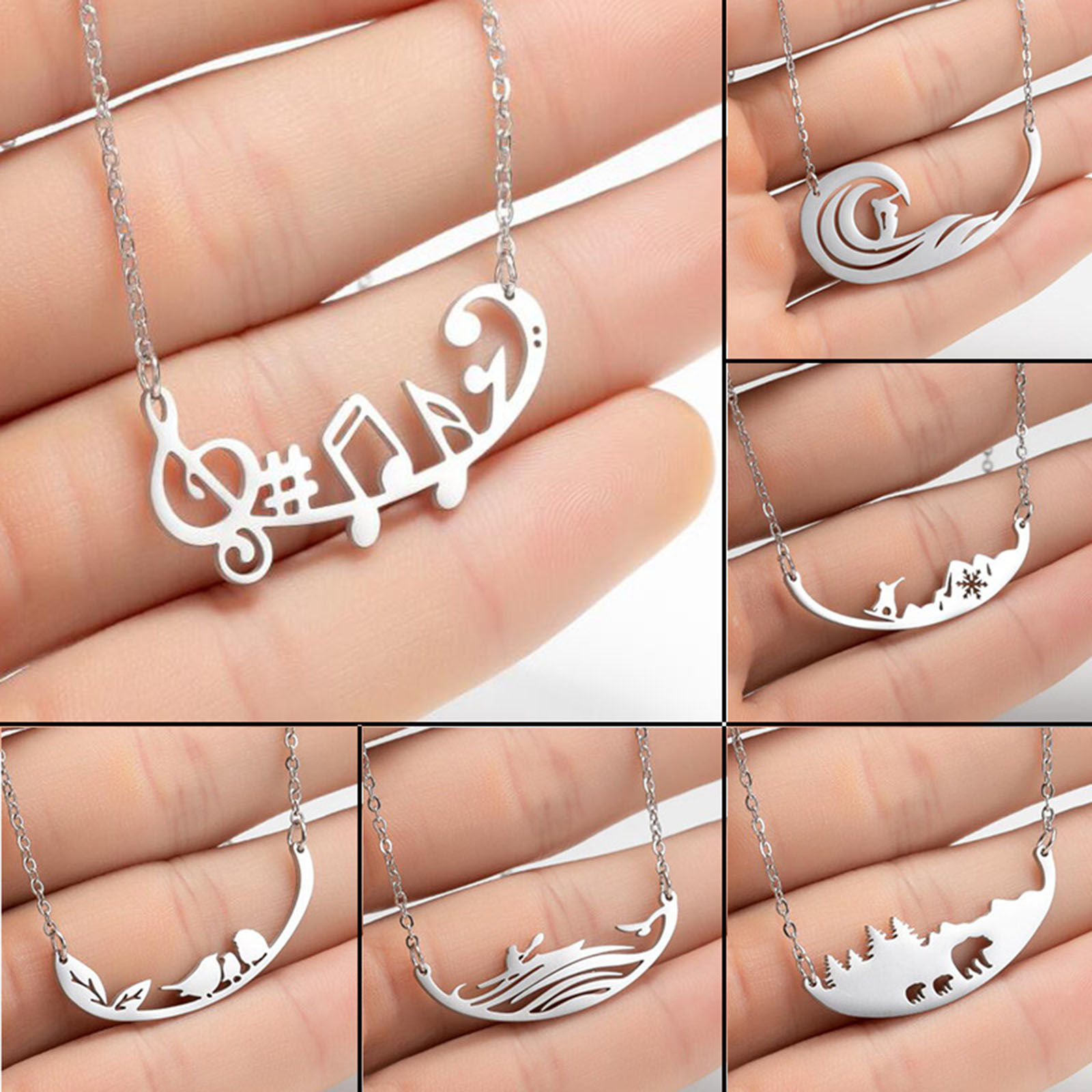 Picture of 304 Stainless Steel Necklace Multicolor Hollow 45cm(17 6/8") long