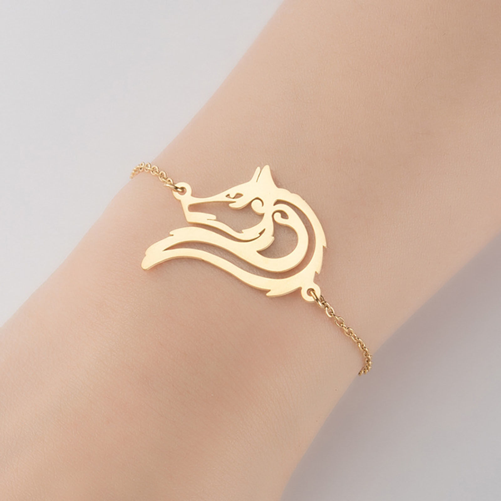 Picture of 304 Stainless Steel Link Cable Chain Bracelets Multicolor Animal Hollow 13.5cm(5 3/8") long