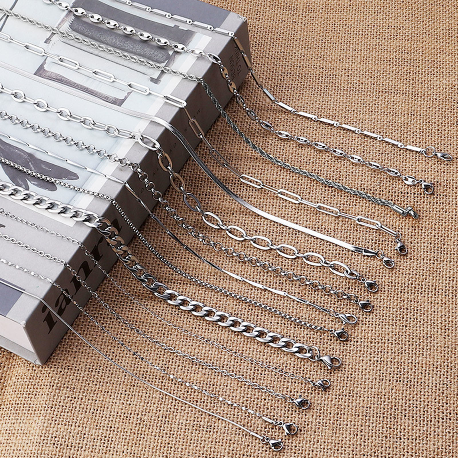 Picture of 304 Stainless Steel Necklace Silver Tone 45cm(17 6/8") long