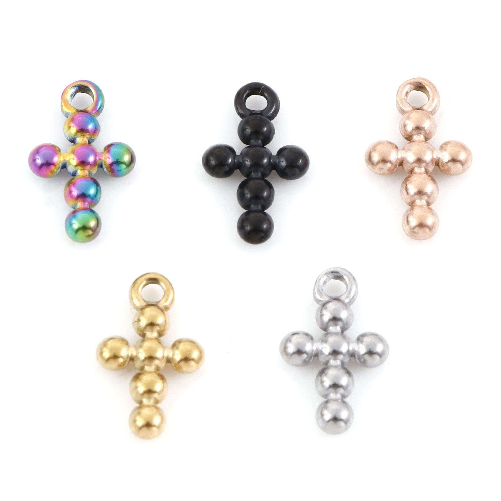 Picture of 304 Stainless Steel Religious Charms Multicolor Cross 12.5mm x 8mm