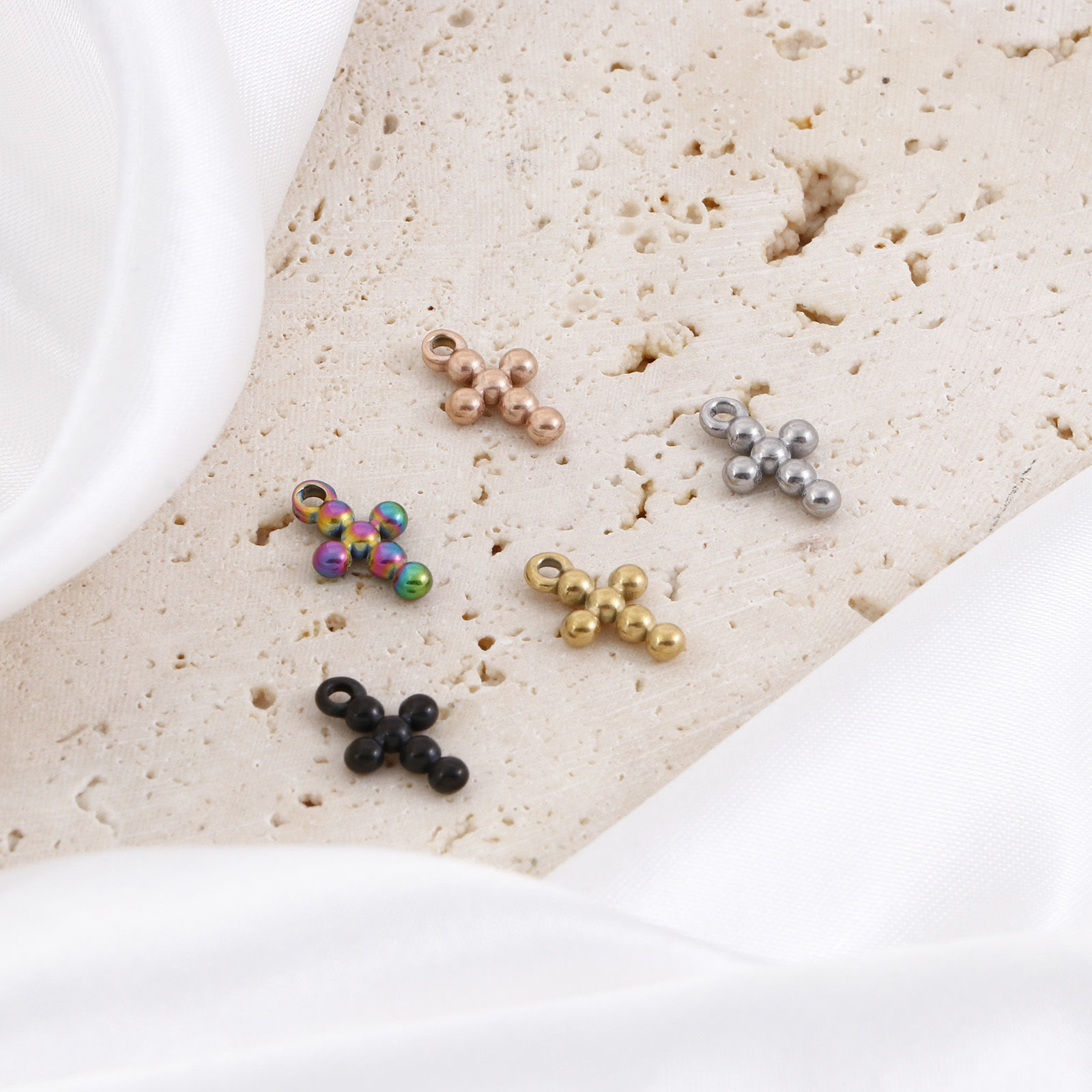 Picture of 304 Stainless Steel Religious Charms Multicolor Cross 12.5mm x 8mm