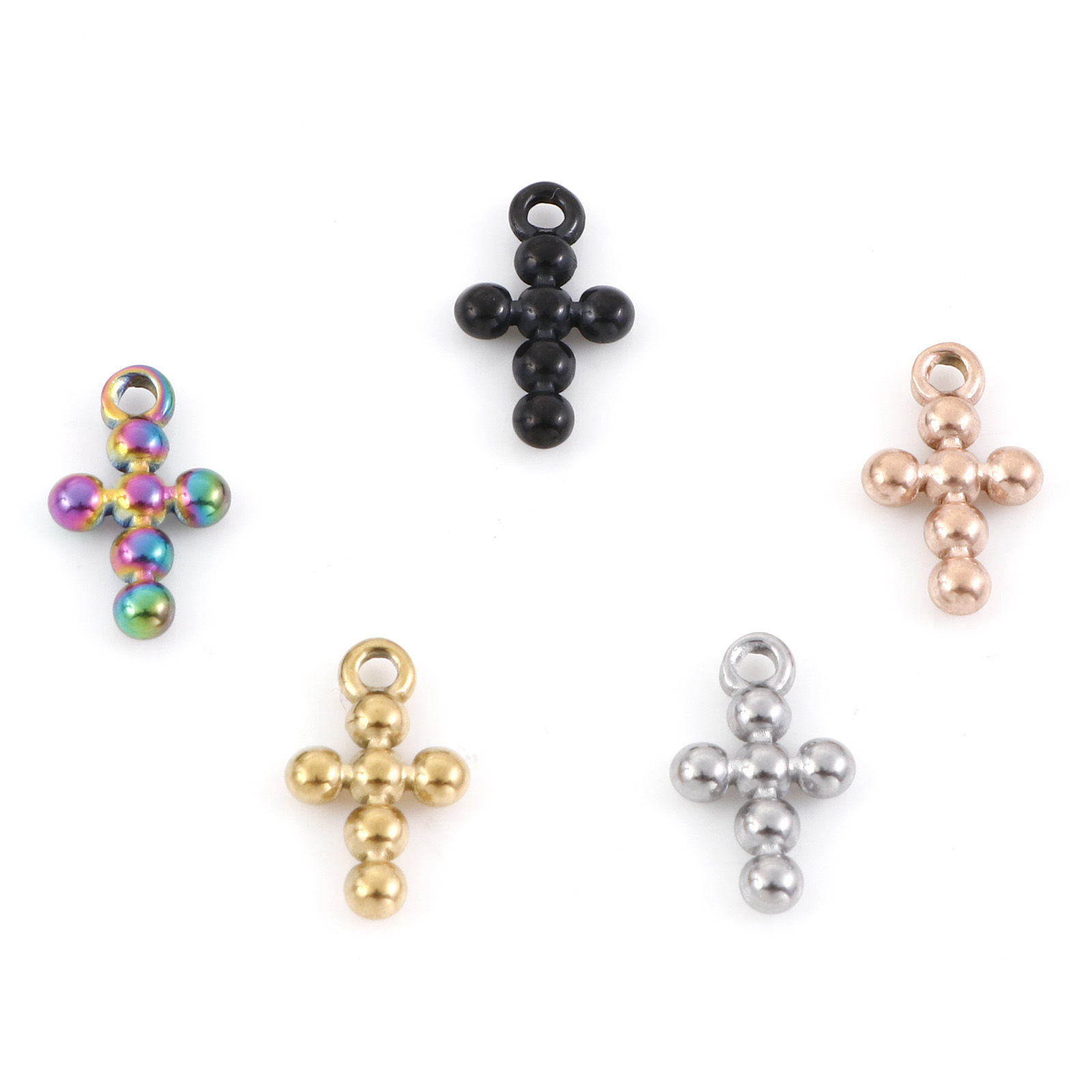 Picture of 304 Stainless Steel Religious Charms Multicolor Cross 12.5mm x 8mm