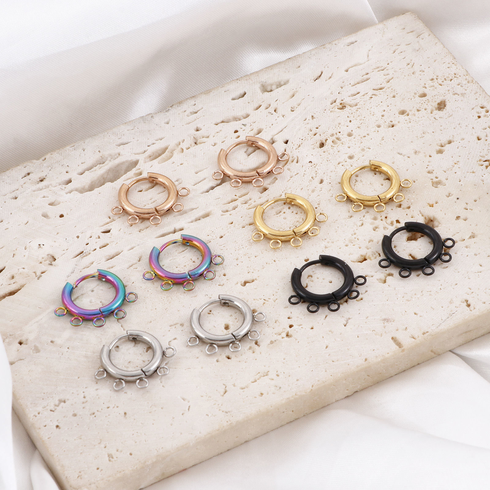 Picture of 304 Stainless Steel Hoop Earrings Round Multicolor With Loop 20mm x 18mm
