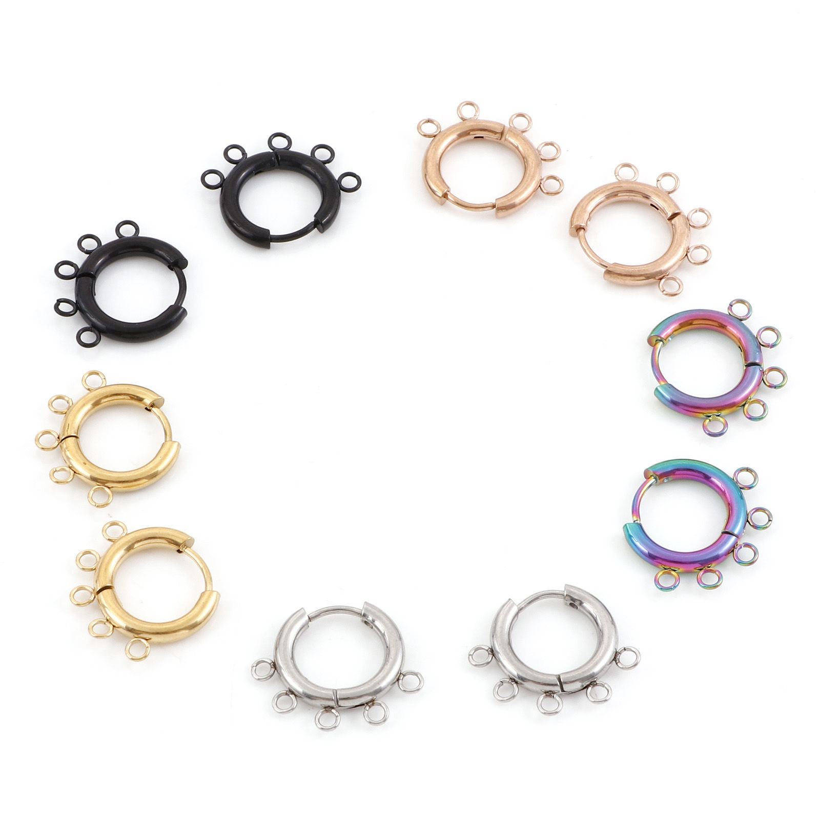 Picture of 304 Stainless Steel Hoop Earrings Round Multicolor With Loop 20mm x 18mm