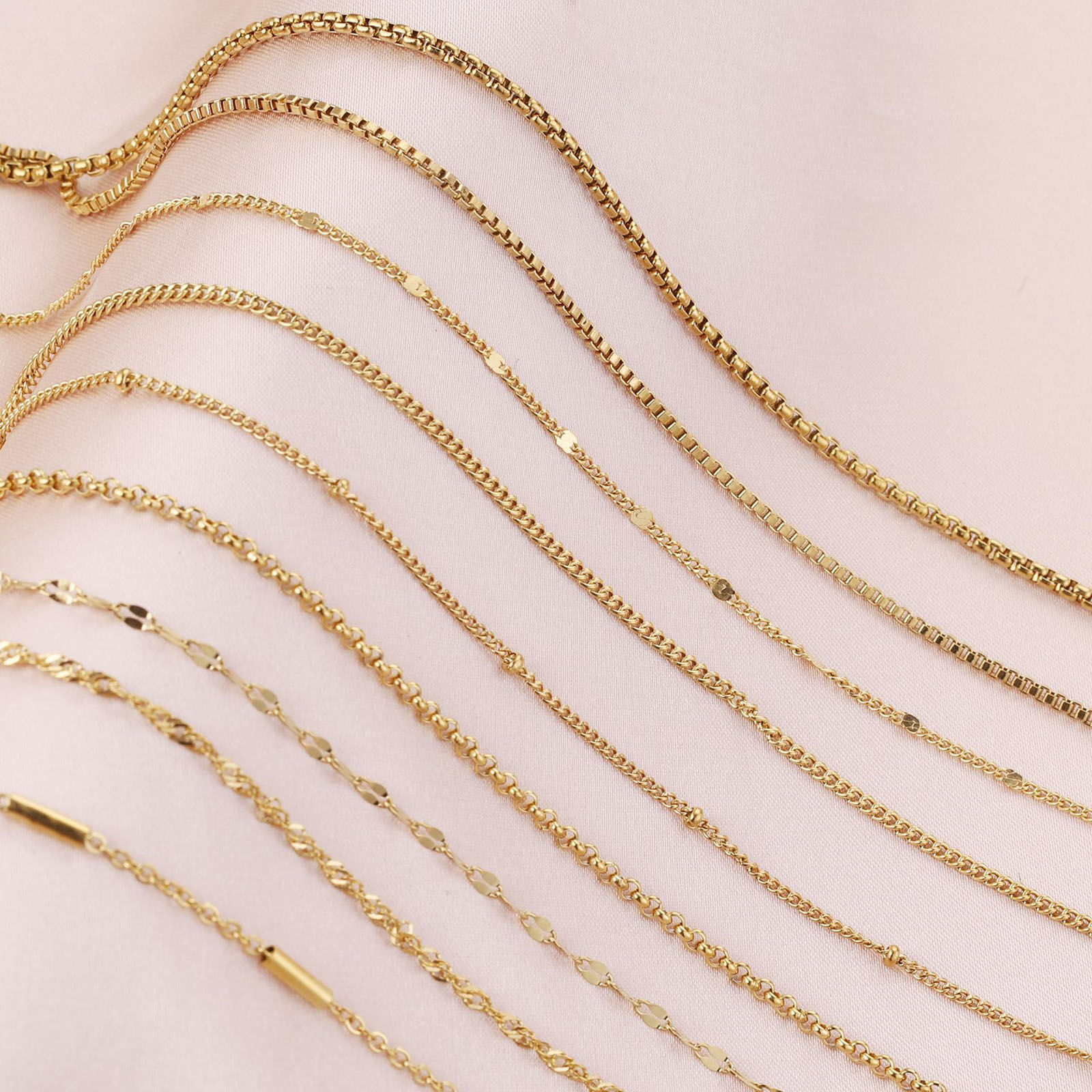 Picture of 304 Stainless Steel Link Chain Necklace Multicolor 45cm(17 6/8") long