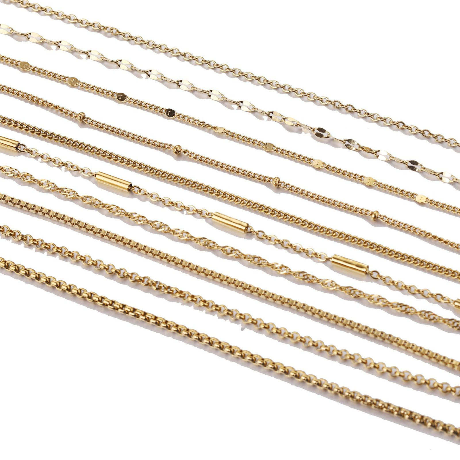Picture of 304 Stainless Steel Link Chain Necklace Multicolor 45cm(17 6/8") long