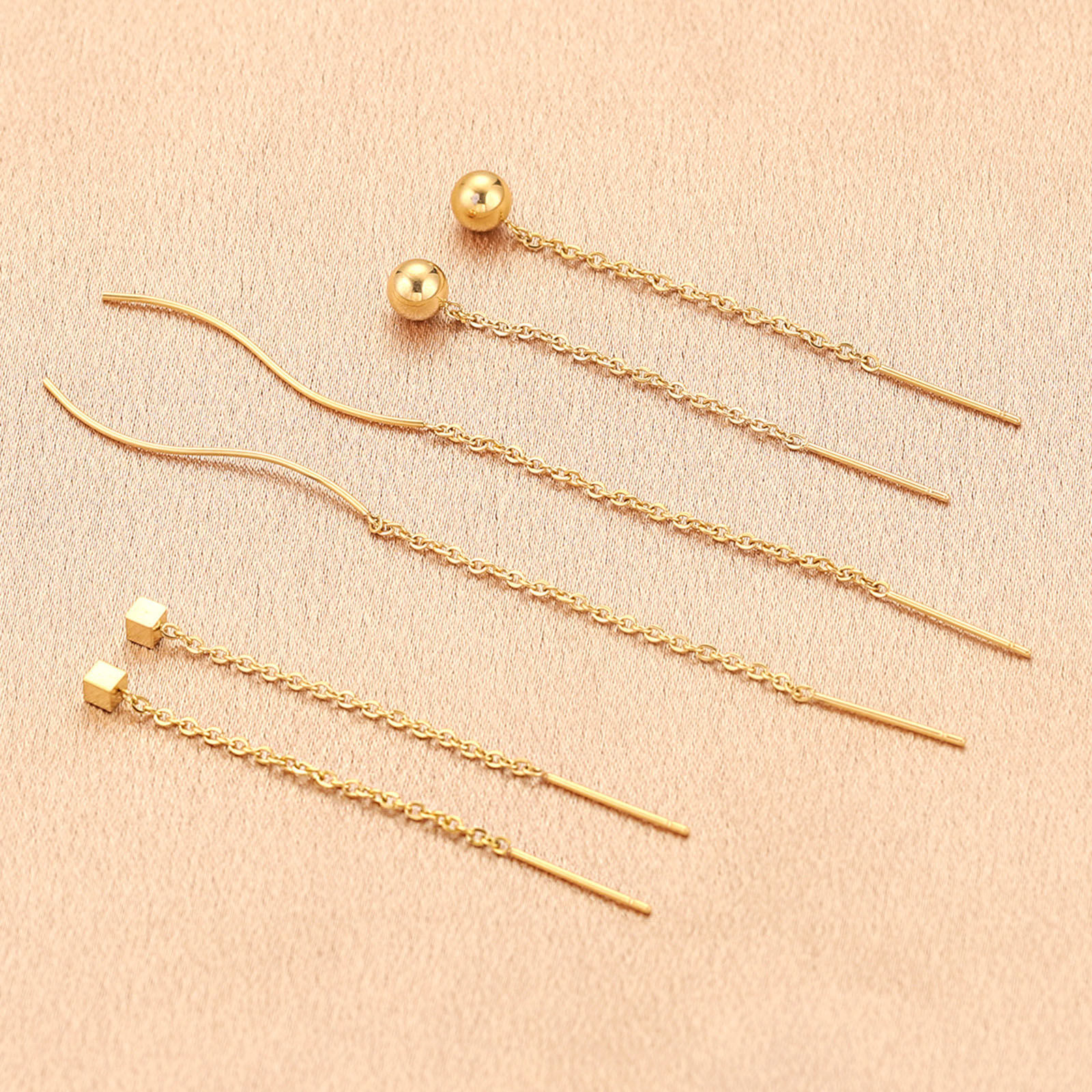 Picture of 304 Stainless Steel Ear Thread Threader Earrings Multicolor