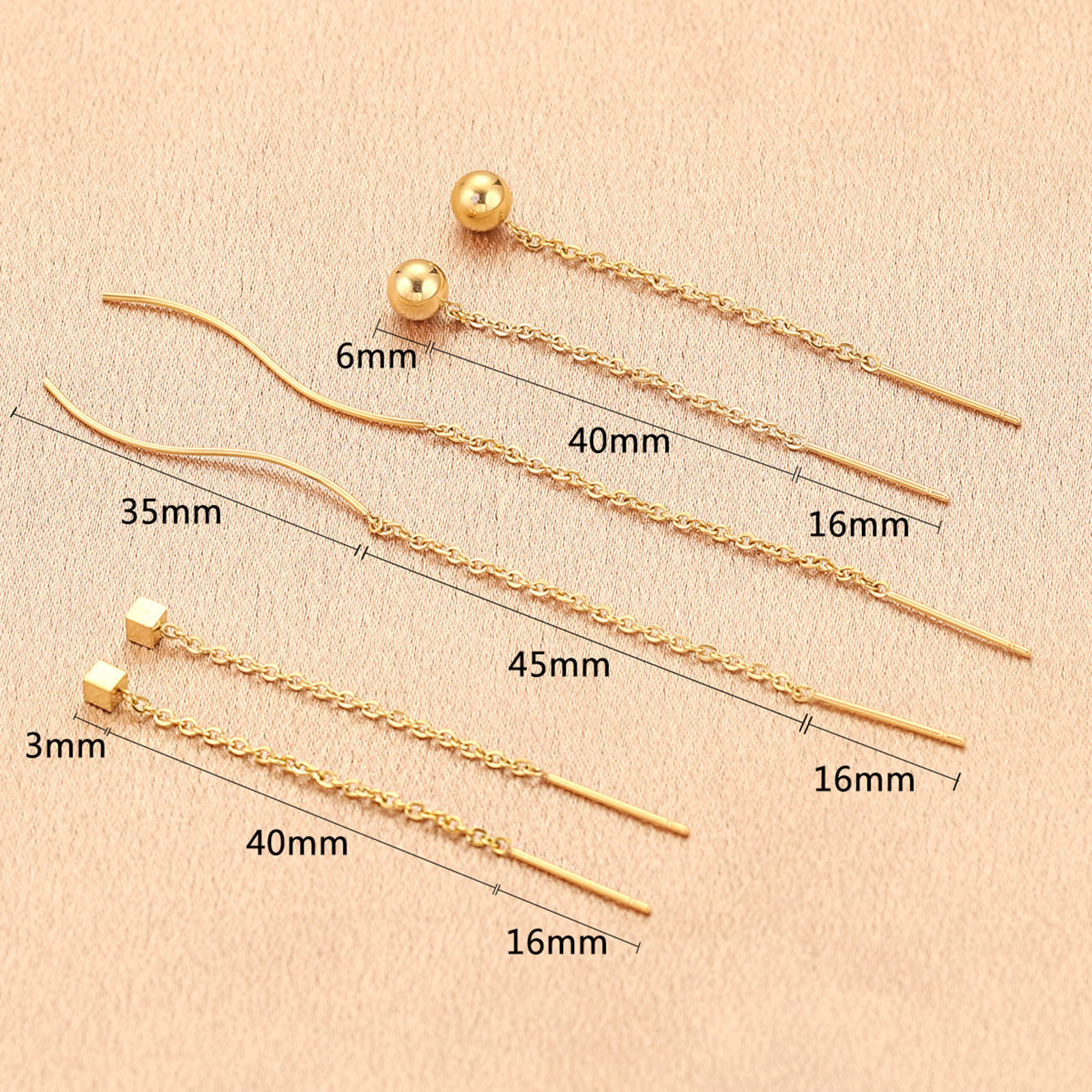 Picture of 304 Stainless Steel Ear Thread Threader Earrings Multicolor