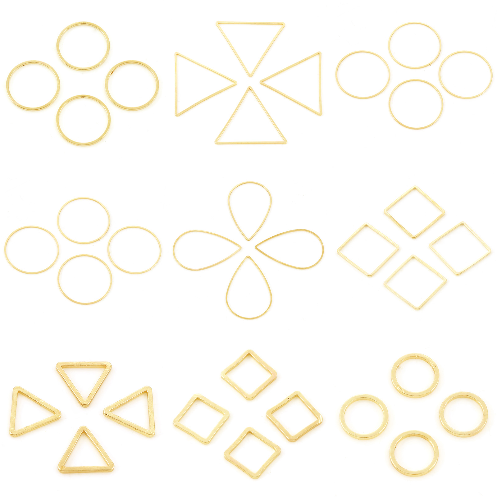 Picture of Brass Geometric Bezel Frame Charms Connectors KC Gold Plated