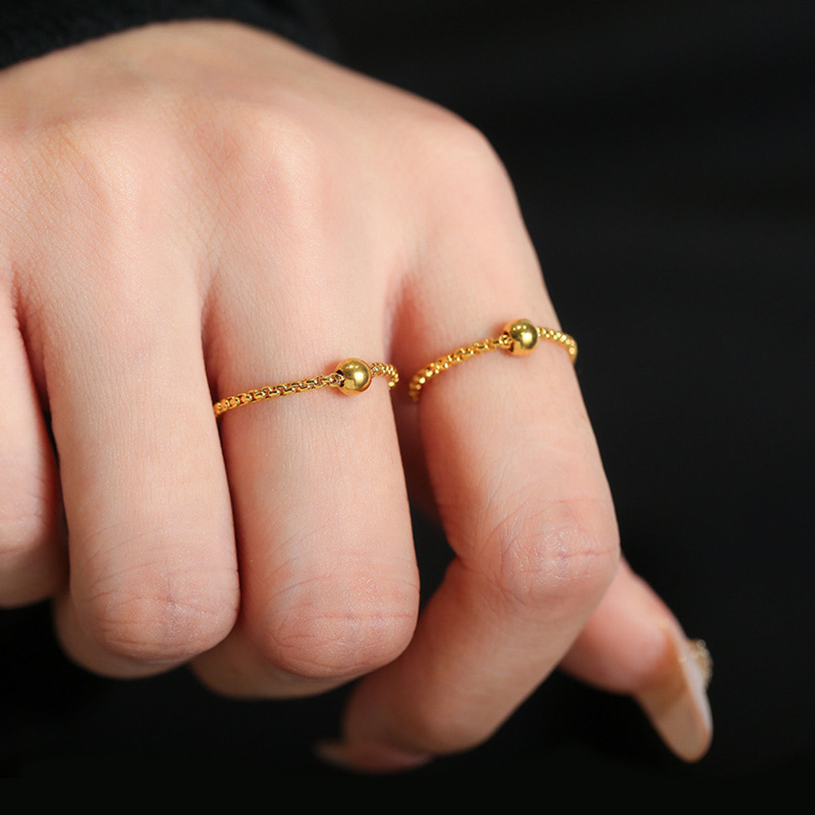 Immagine di 316 Acciaio inossidabile Semplice Non Regolabile Anello 18K Oro Placcato Palla 1 Pz