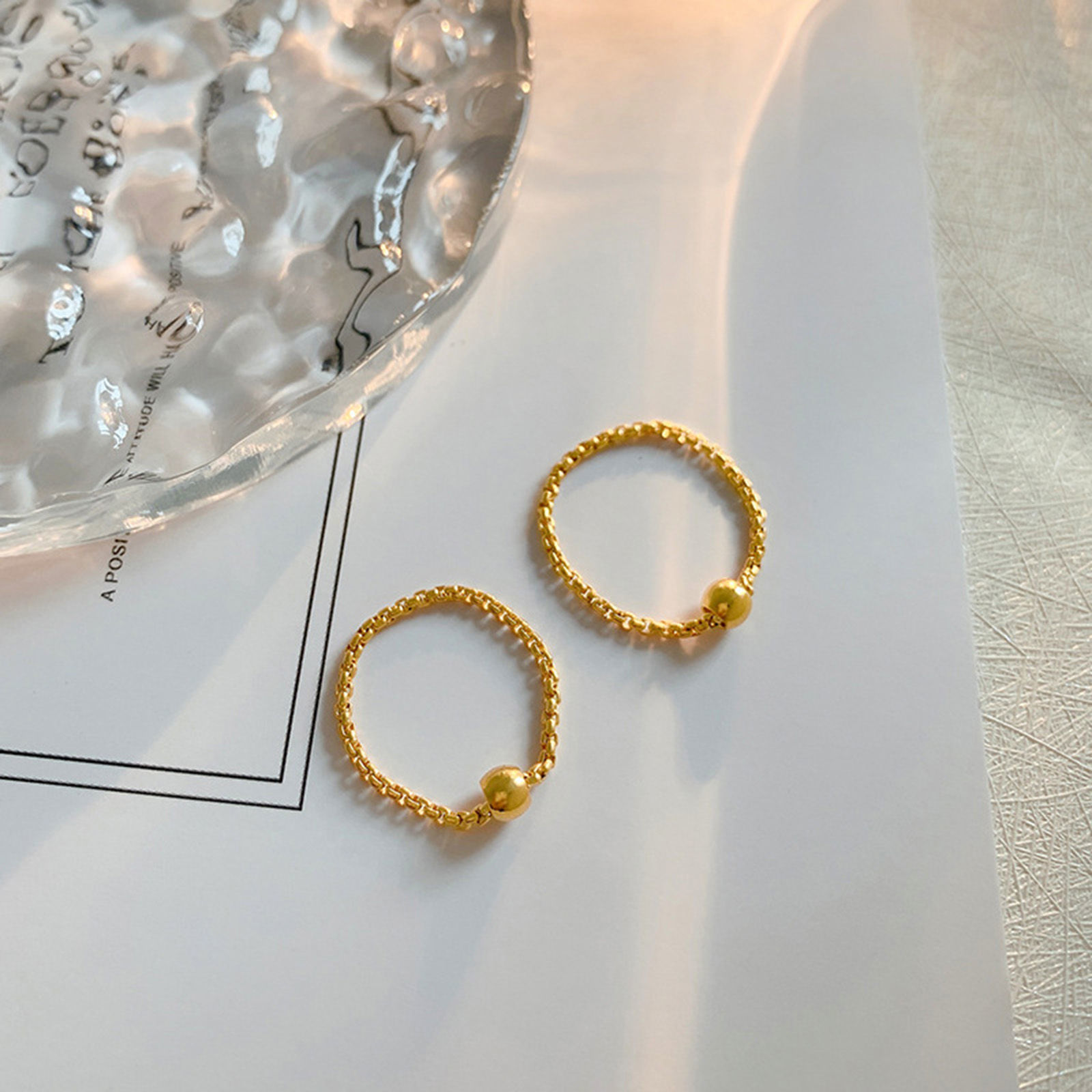 Immagine di 316 Acciaio inossidabile Semplice Non Regolabile Anello 18K Oro Placcato Palla 1 Pz