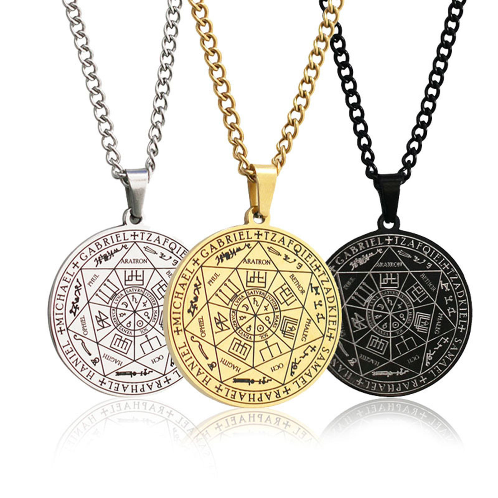 Picture of 304 Stainless Steel Religious Curb Link Chain Necklace Multicolor Round Magic Array 60cm(23 5/8") long
