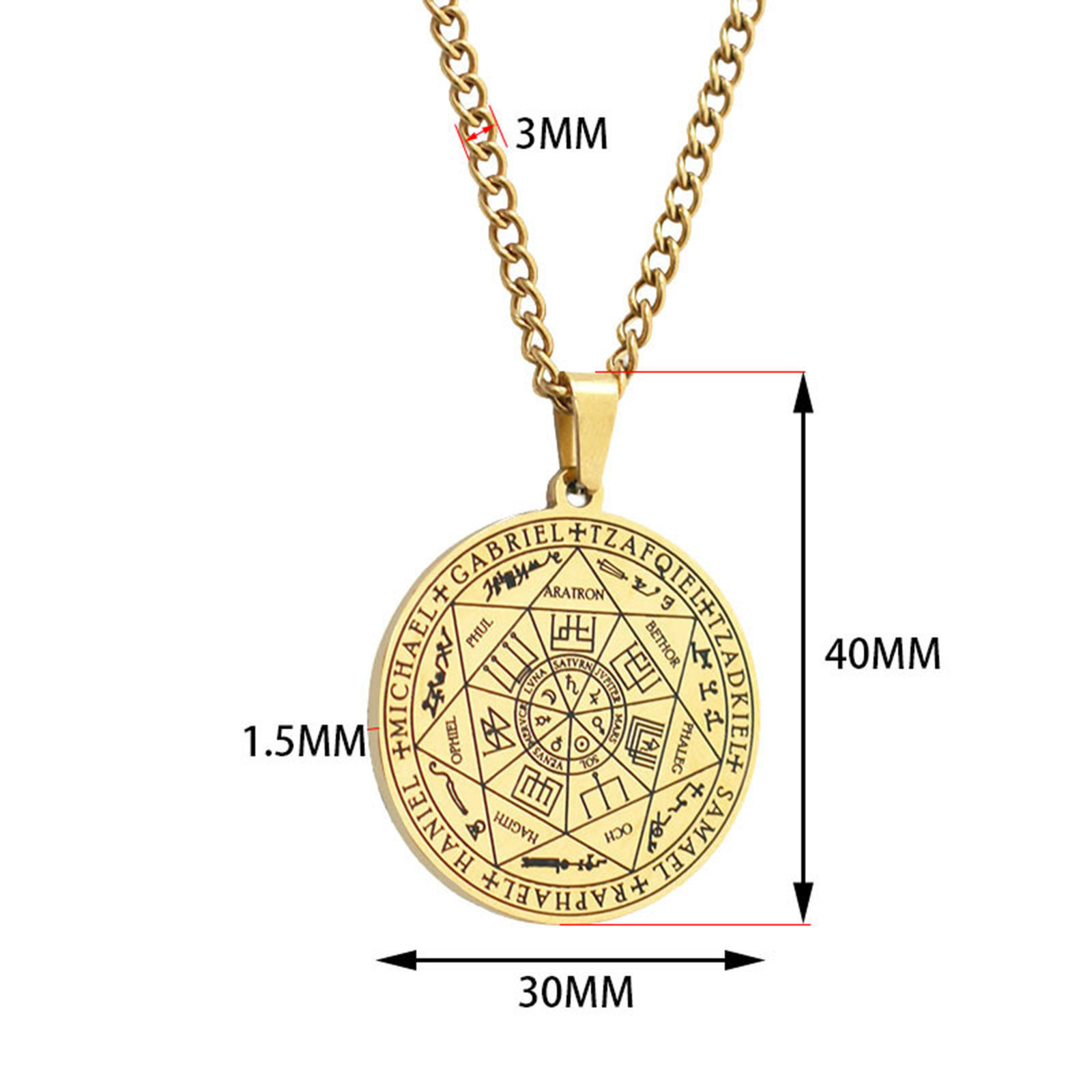 Picture of 304 Stainless Steel Religious Curb Link Chain Necklace Multicolor Round Magic Array 60cm(23 5/8") long