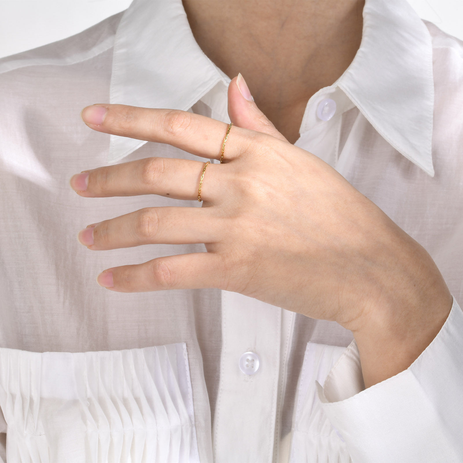 Bild von Umweltfreundlich Stilvoll Einfach 18K Vergoldet 304 Edelstahl Uneinstellbar Ring Für Frauen 1 Stück
