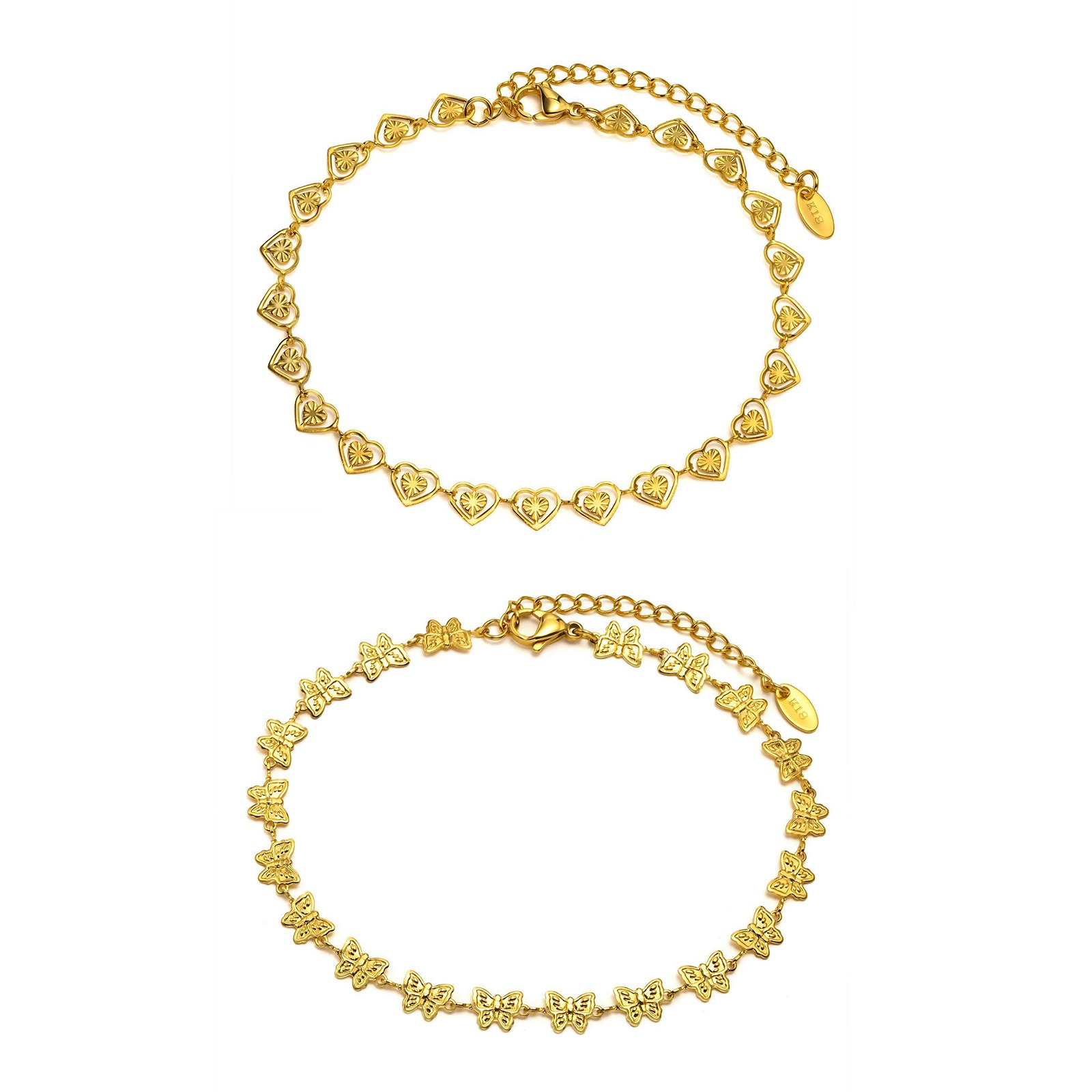 Picture of 304 Stainless Steel Stylish Anklet Link Chain Heart 18K Real Gold Plated