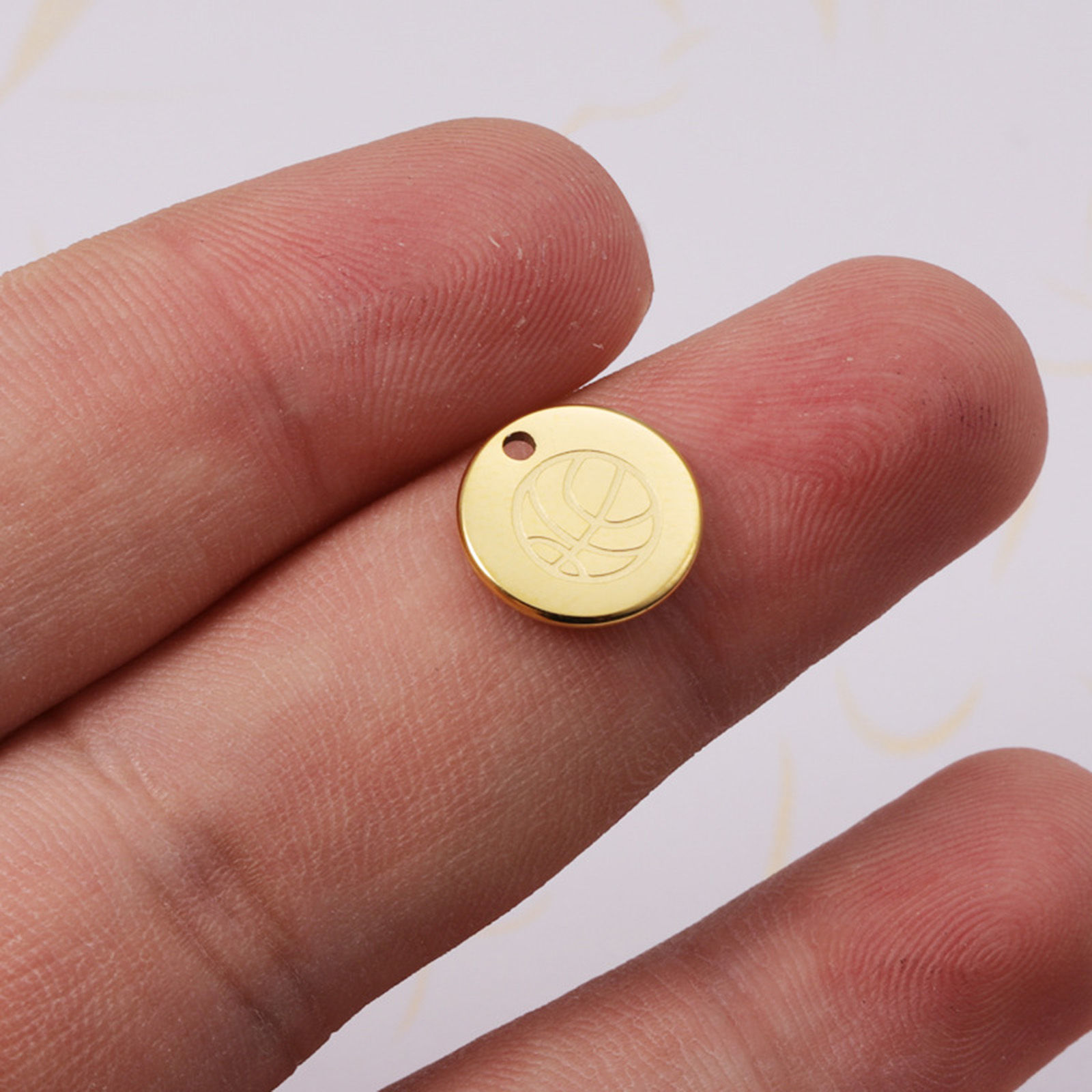 Bild von 304 Edelstahl Charms Rund Bunt Blitz 12mm D., 1 Stück