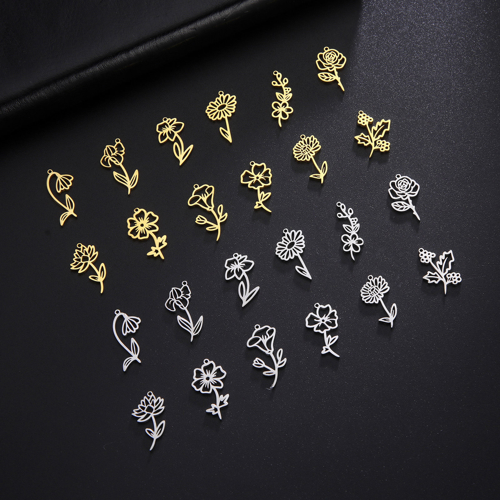 Bild von 304 Edelstahl Charms Blumen Bunt 13mm x 17mm, 1 Stück