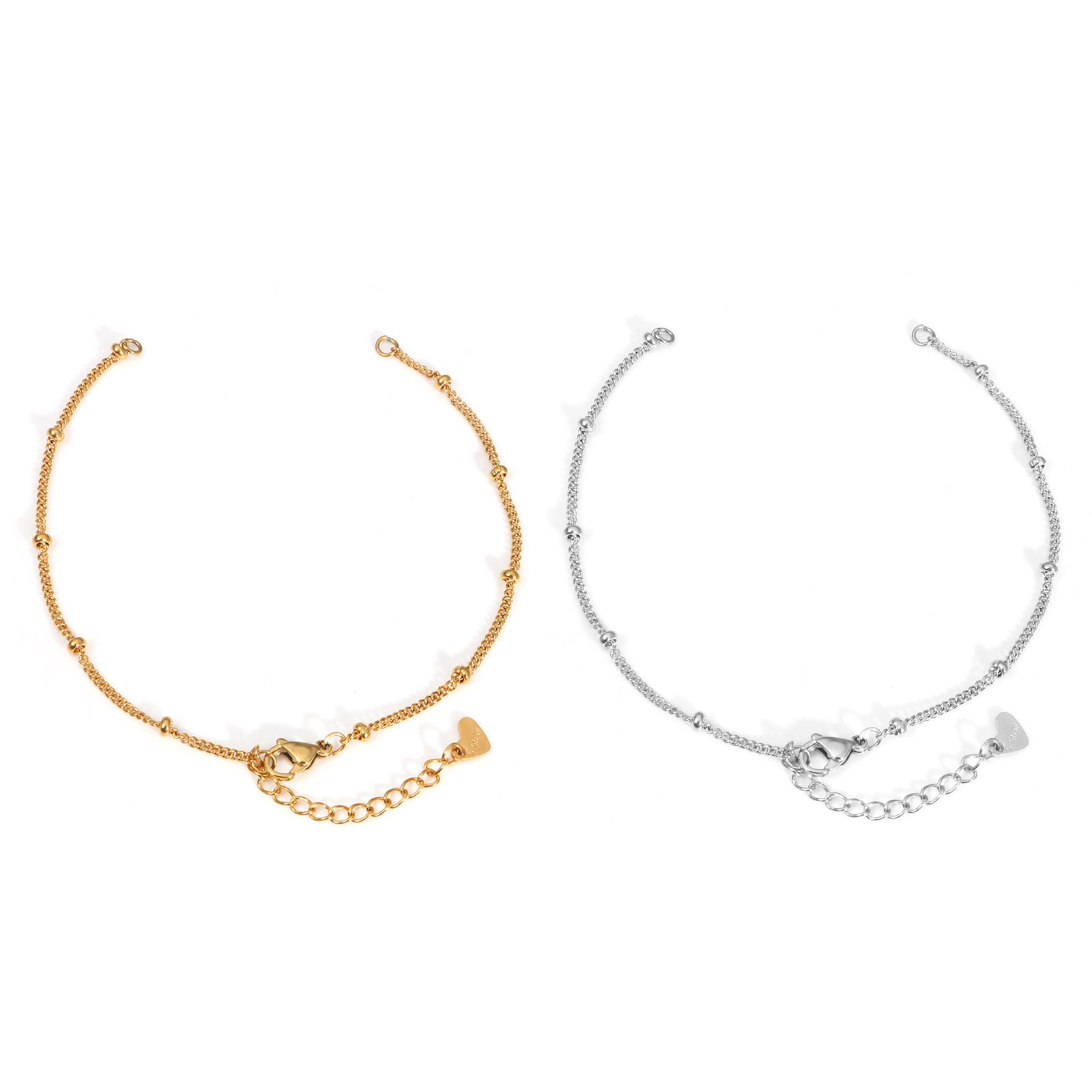 Image de Bracelet de Cheville Semi-fini pour la Fabrication de Bijoux Faits à la Main en 304 Acier Inoxydable Chaîne Maille Cheval Multicolore avec Fermoir Mousqueton et Chaîne d'Extension 20cm Long, 1 Pièce