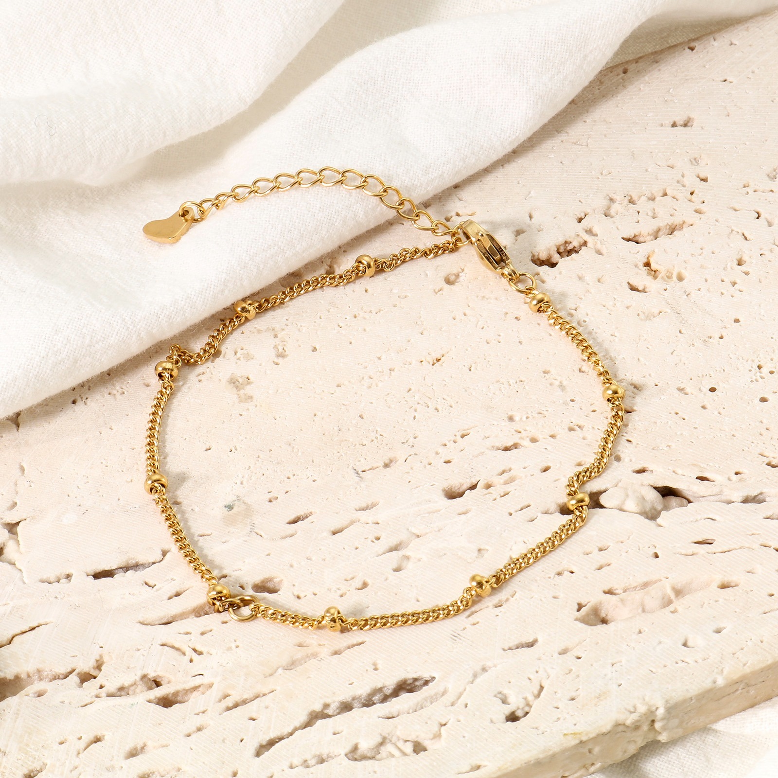 Image de Bracelet de Cheville Semi-fini pour la Fabrication de Bijoux Faits à la Main en 304 Acier Inoxydable Chaîne Maille Cheval Multicolore avec Fermoir Mousqueton et Chaîne d'Extension 20cm Long, 1 Pièce