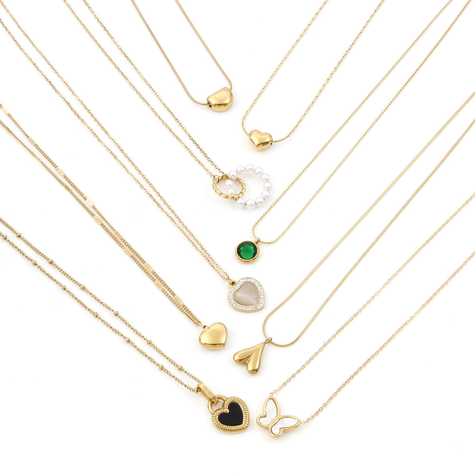 Picture of 304 Stainless Steel Stylish Curb Link Chain Necklace 18K Gold Plated Heart