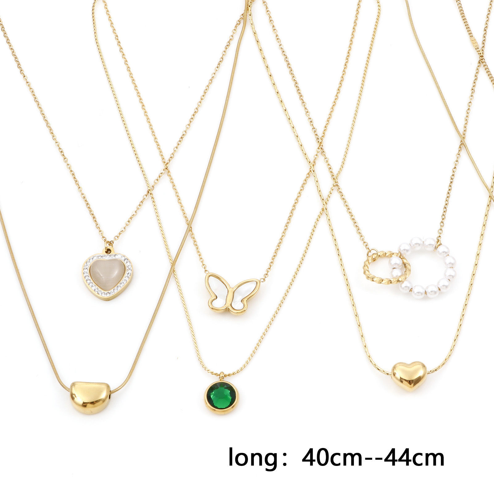 Picture of 304 Stainless Steel Stylish Curb Link Chain Necklace 18K Gold Plated Heart