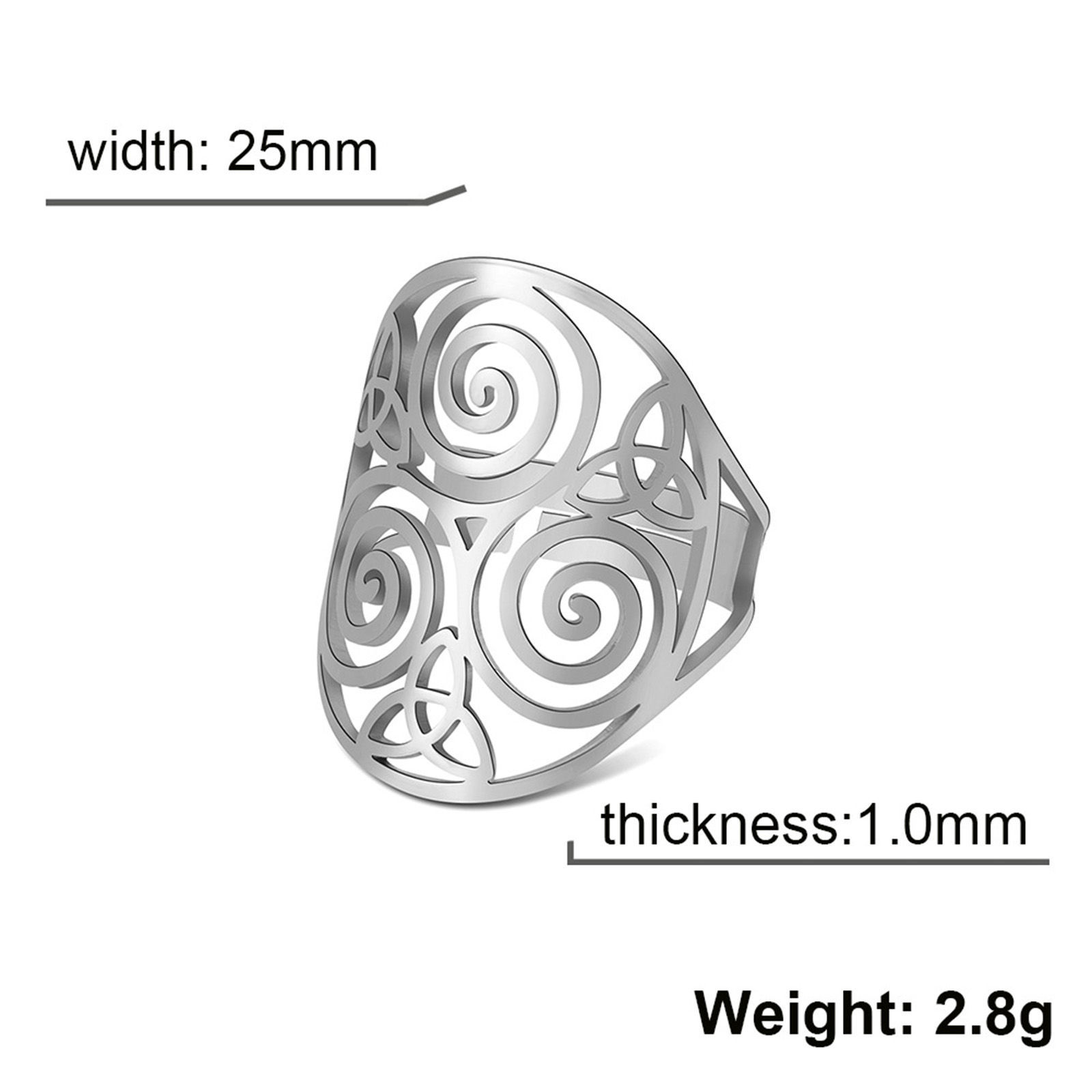 Image de Bagues Ouvert Ajoustable en 304 Acier Inoxydable Élégant Multicolore Nœud celtique Spiral 17.3mm (Taille d'US: 7) , 1 Pièce