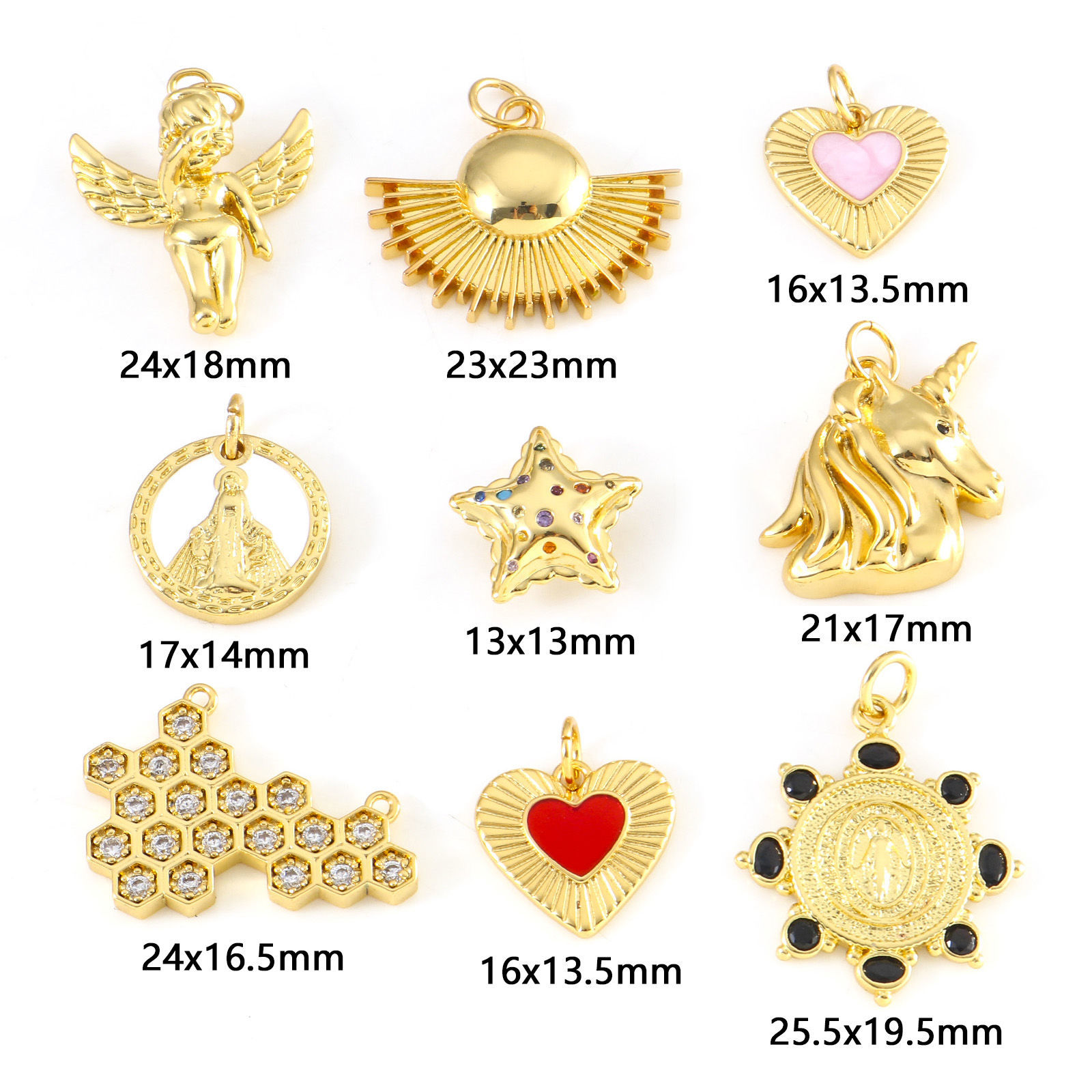 Immagine di Ottone Charms Oro Placcato Rosso Cavallo Angelo Trasparente Cubic Zirconiae 1 Pz