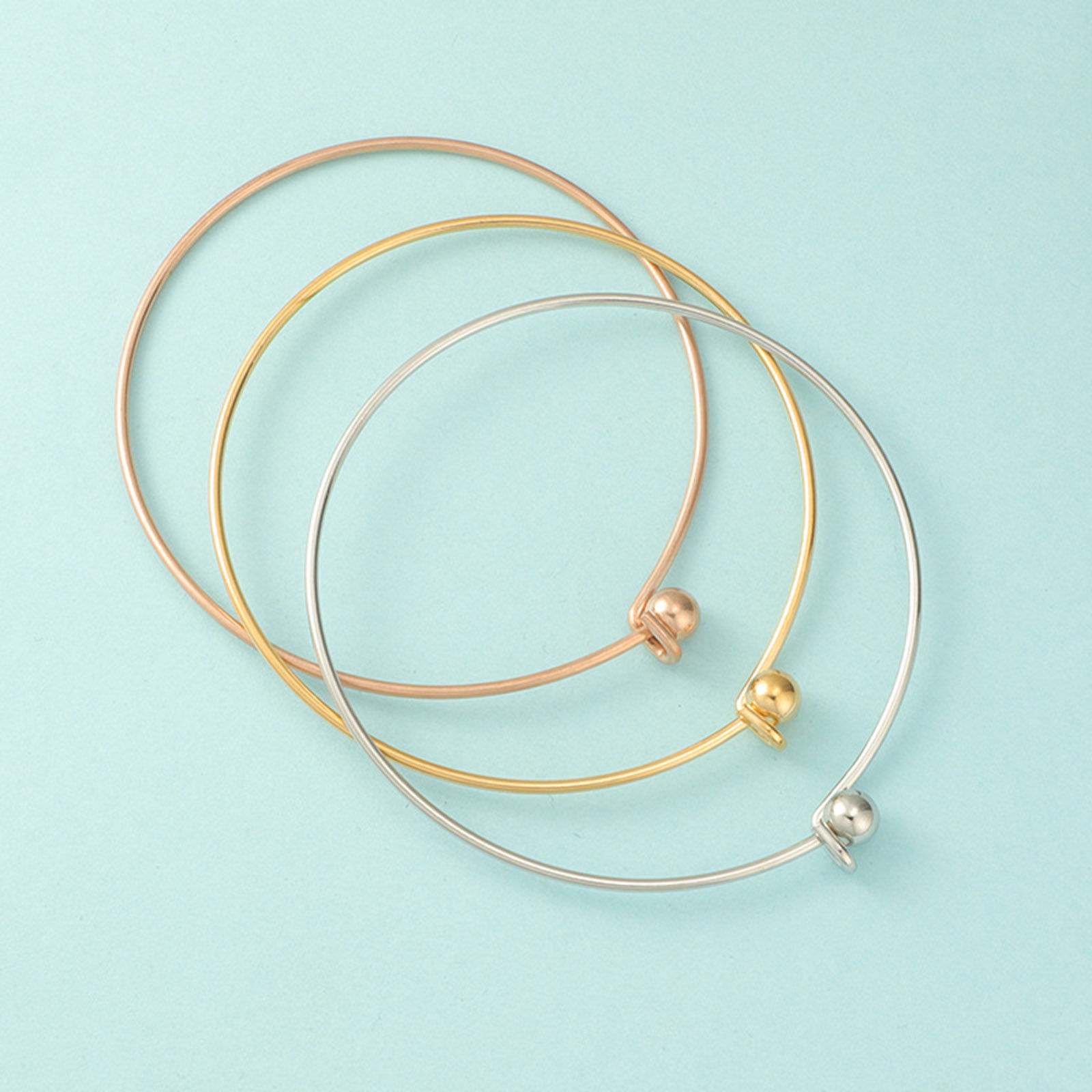 Picture of 304 Stainless Steel Expandable Bangles Bracelets Multicolor Ball Can Be Screwed Off 6cm Dia.