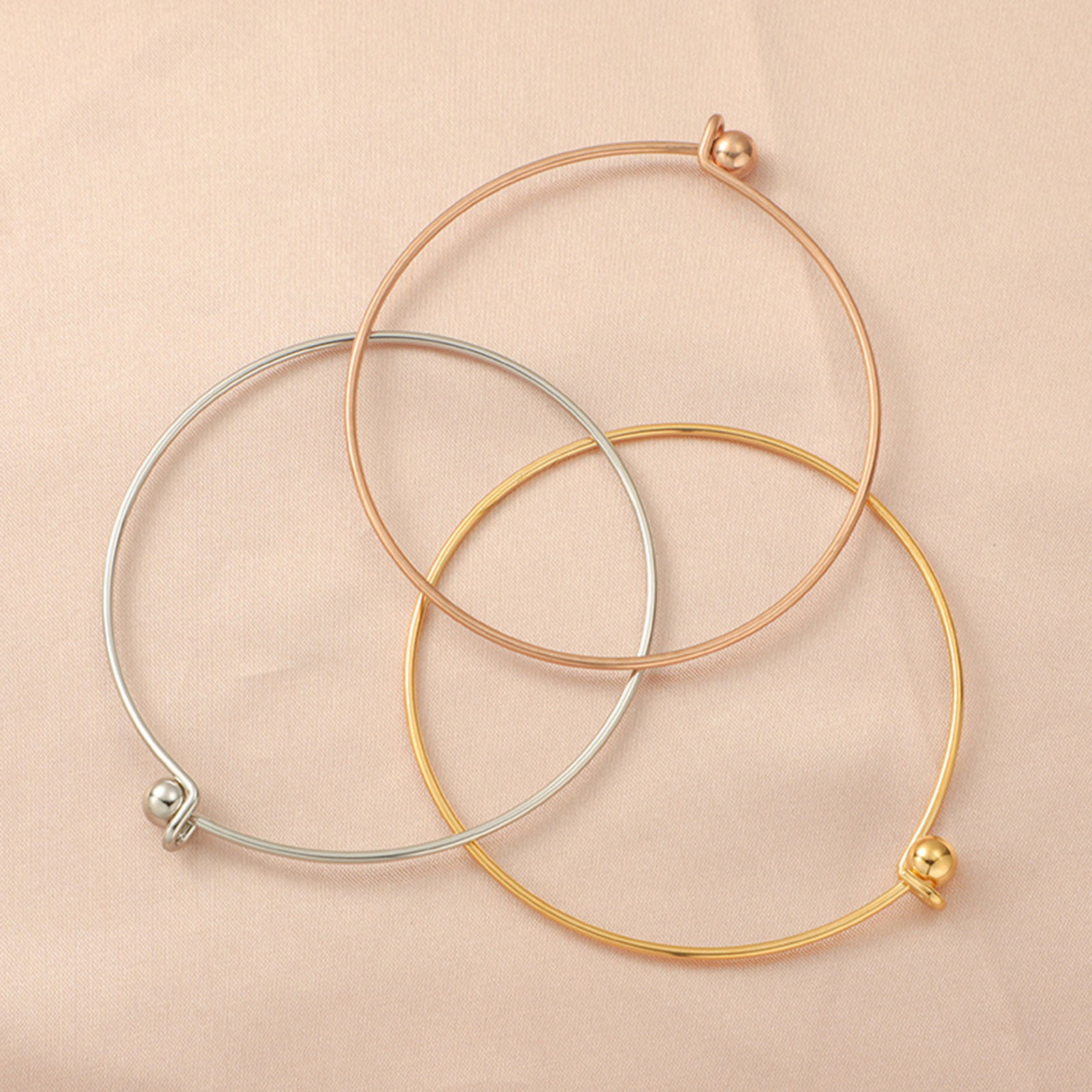 Picture of 304 Stainless Steel Expandable Bangles Bracelets Multicolor Ball Can Be Screwed Off 6cm Dia.