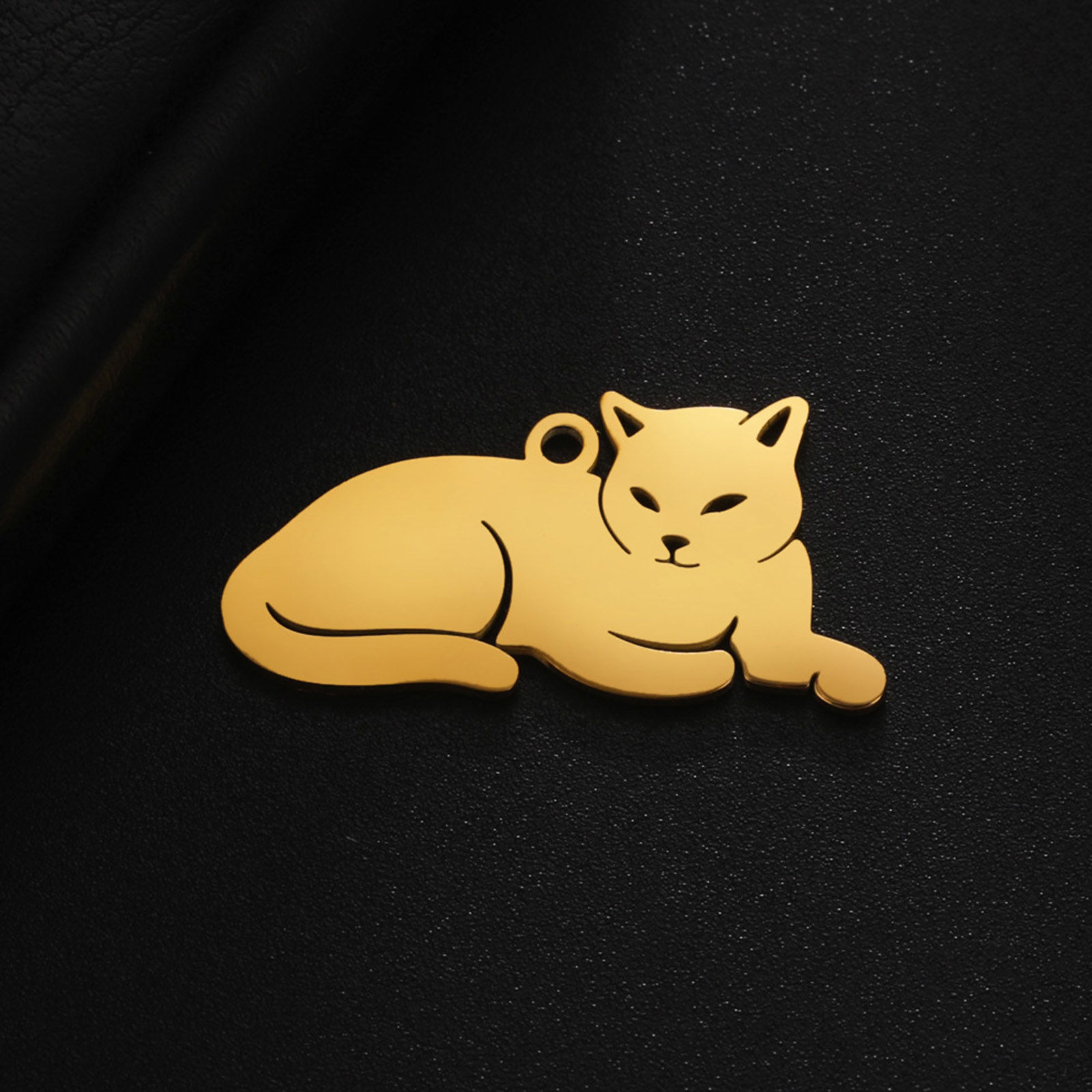 Picture of Eco-friendly 304 Stainless Steel Pendants Multicolor Cat Animal 31mm x 16mm