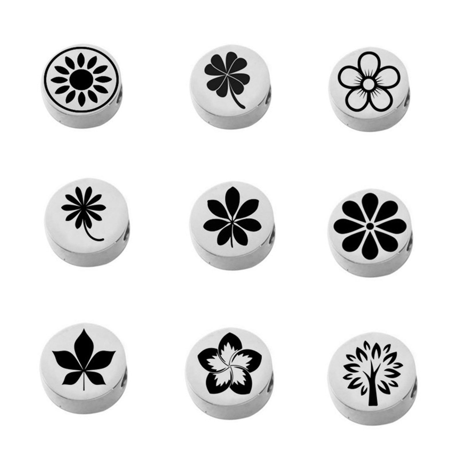 Picture of Eco-friendly 304 Stainless Steel Beads For DIY Jewelry Making Flat Round Multicolor Flower Mirror 8mm Dia.