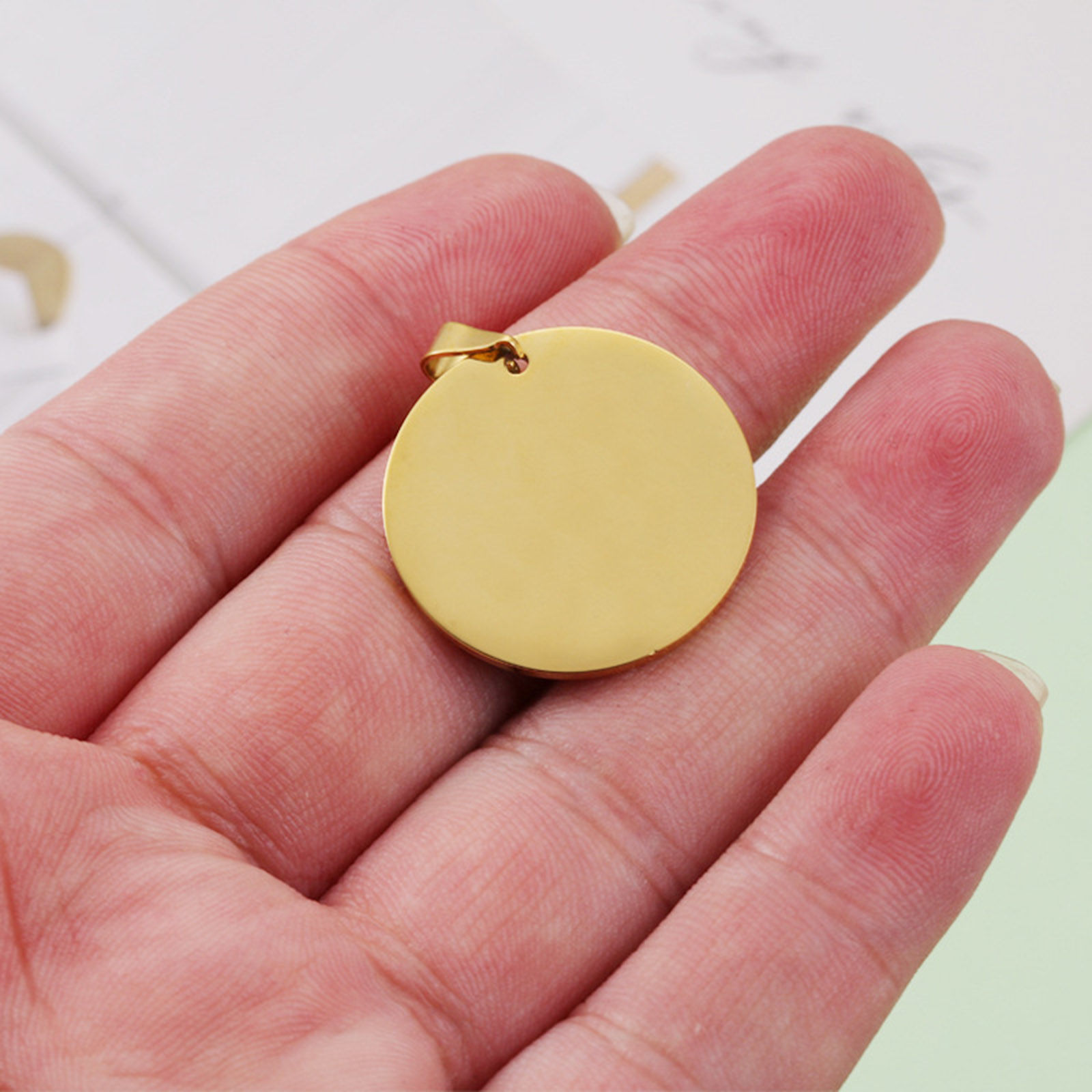 Picture of Eco-friendly 304 Stainless Steel Blank Stamping Tags Pendants Round Disc Multicolor Mirror Polishing 1 Piece