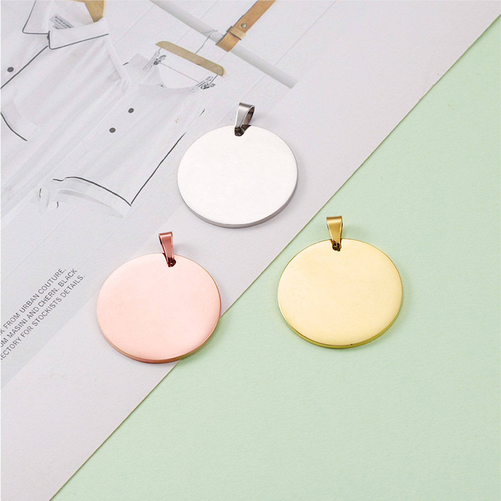 Picture of Eco-friendly 304 Stainless Steel Blank Stamping Tags Pendants Round Disc Multicolor Mirror Polishing 1 Piece