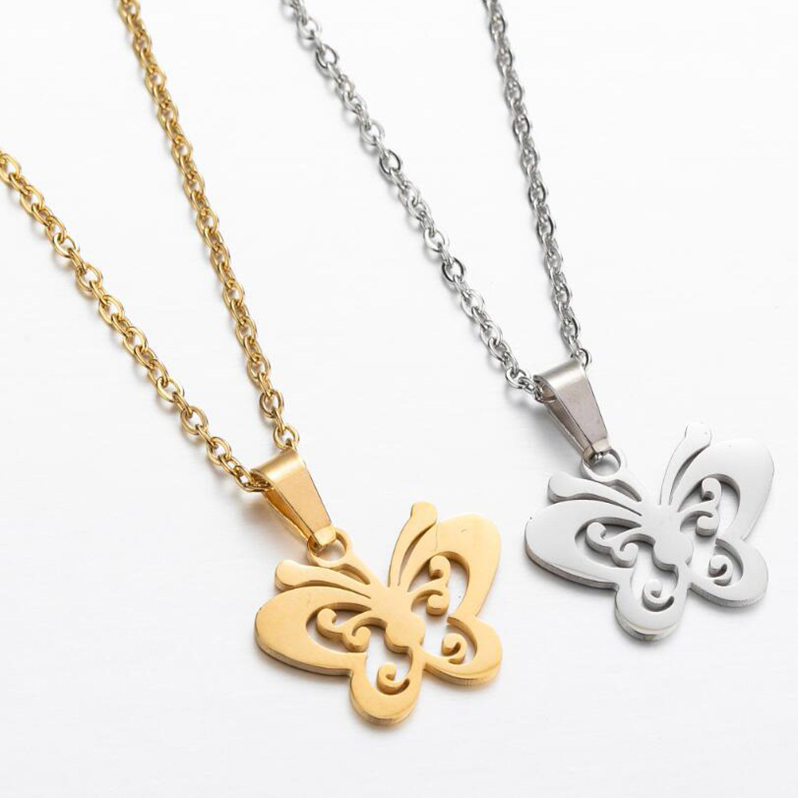Picture of 304 Stainless Steel Insect Link Cable Chain Necklace Multicolor Butterfly Animal Fairy 45cm(17 6/8") long