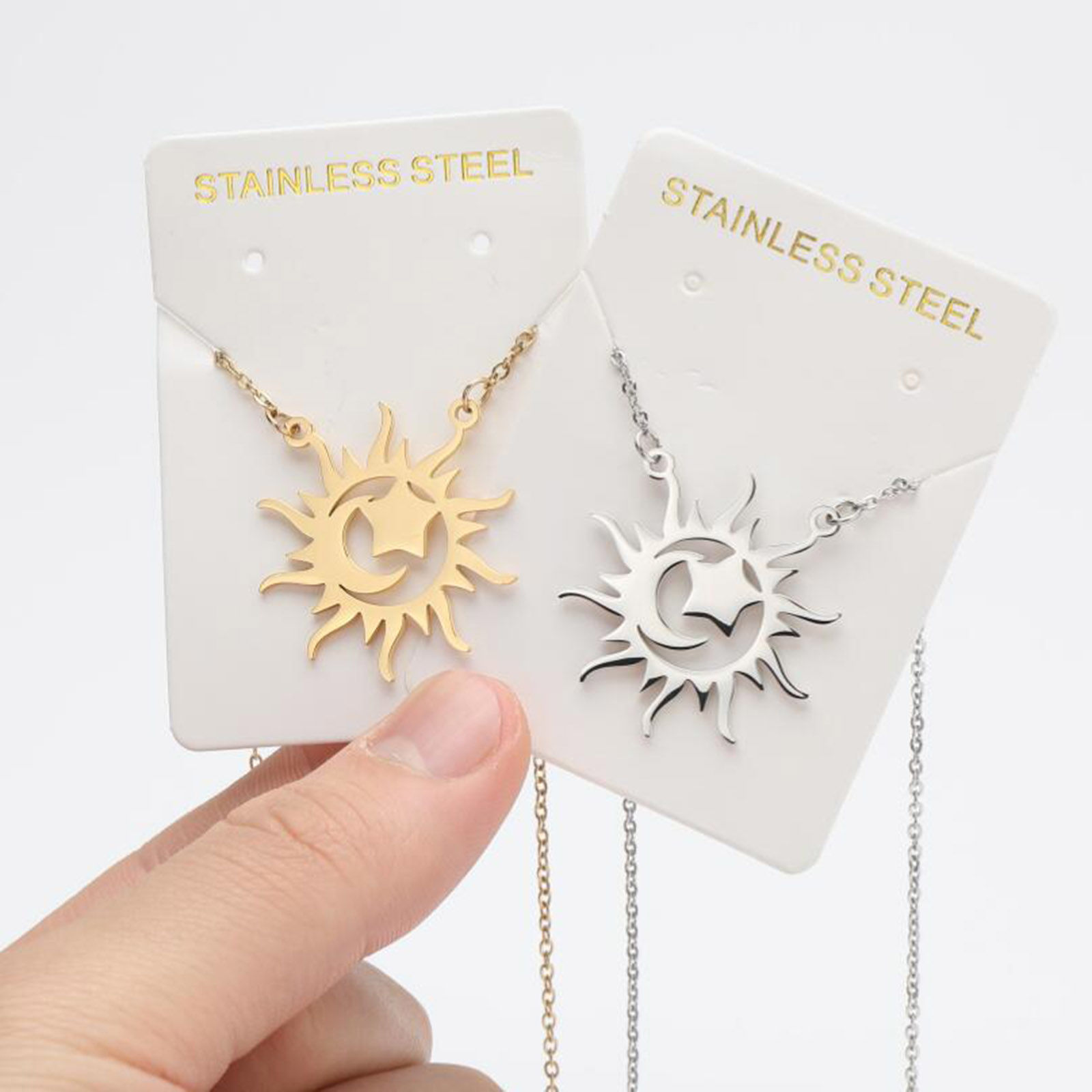 Picture of 304 Stainless Steel Stylish Link Cable Chain Necklace Multicolor Cross Sunflower 45cm(17 6/8") long