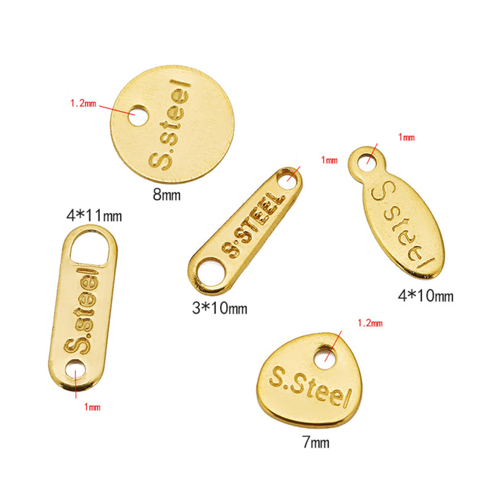 Picture of 304 Stainless Steel Charms Extender Chain Ends For Necklace Bracelet Jewelry Making Geometric 20 PCs