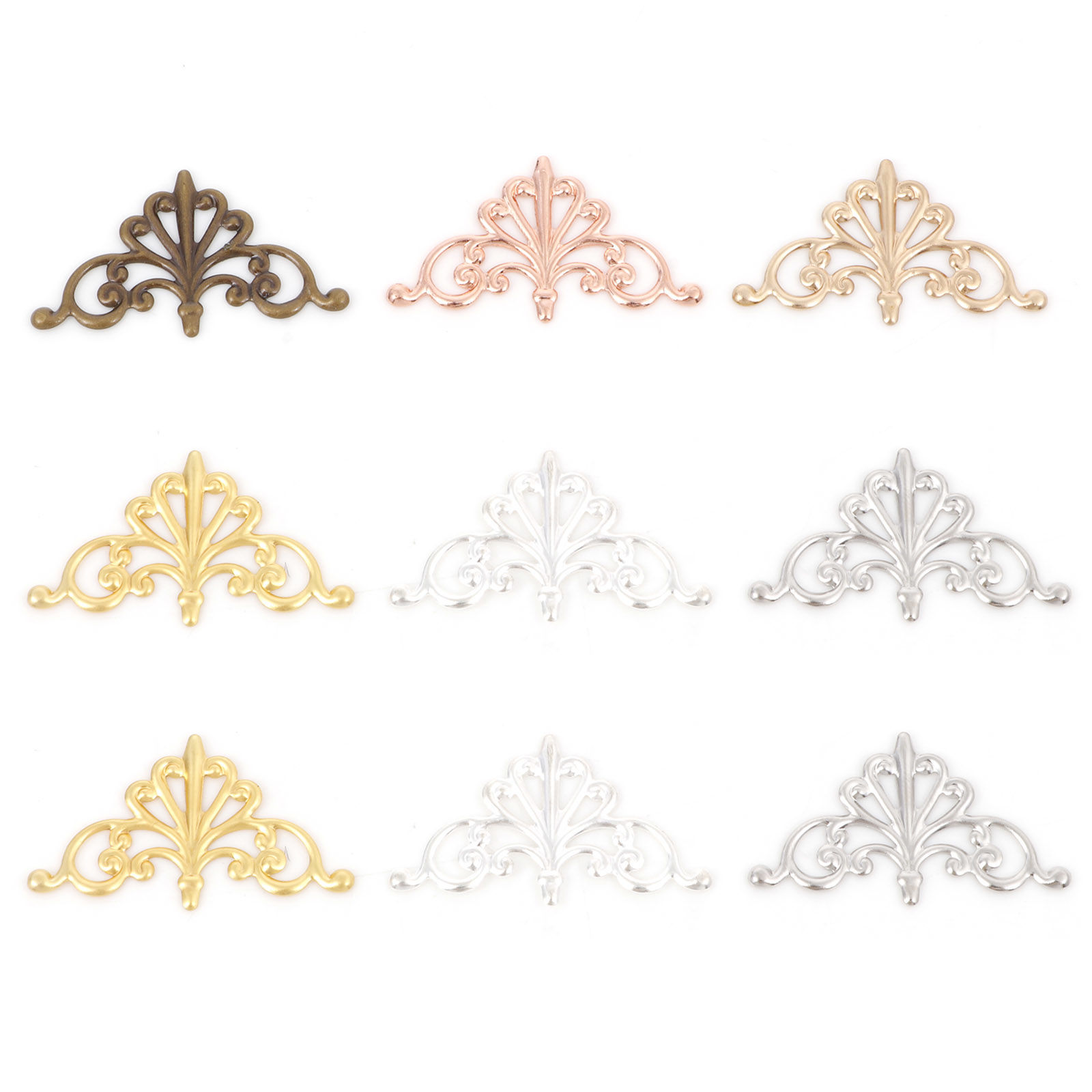 Picture of Brass Filigree Stamping Embellishments Triangle Fleur-De-Lis Multicolor 28mm x 16mm