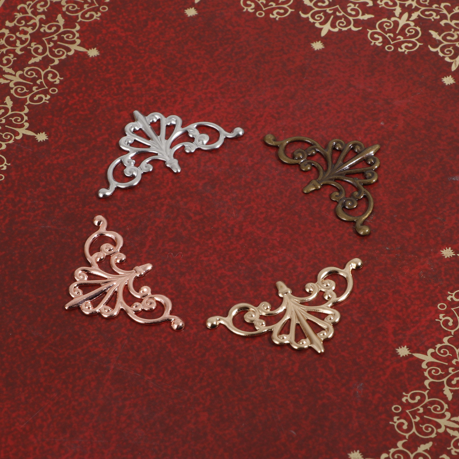 Picture of Brass Filigree Stamping Embellishments Triangle Fleur-De-Lis Multicolor 28mm x 16mm