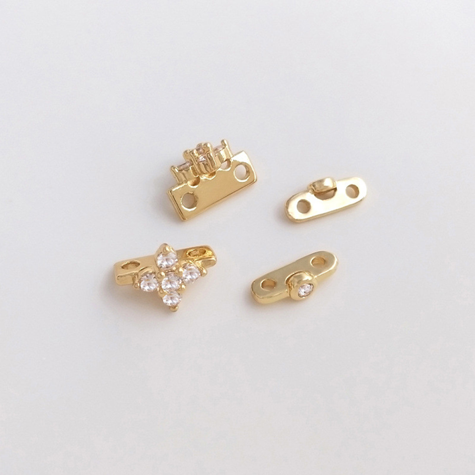 Immagine di Ottone & Zircone Cubico Perline Distanziatrici per Gioielli Fai-da-te che Fanno Risultati 14k Vero Oro Placcato Trasparente 2 Pz