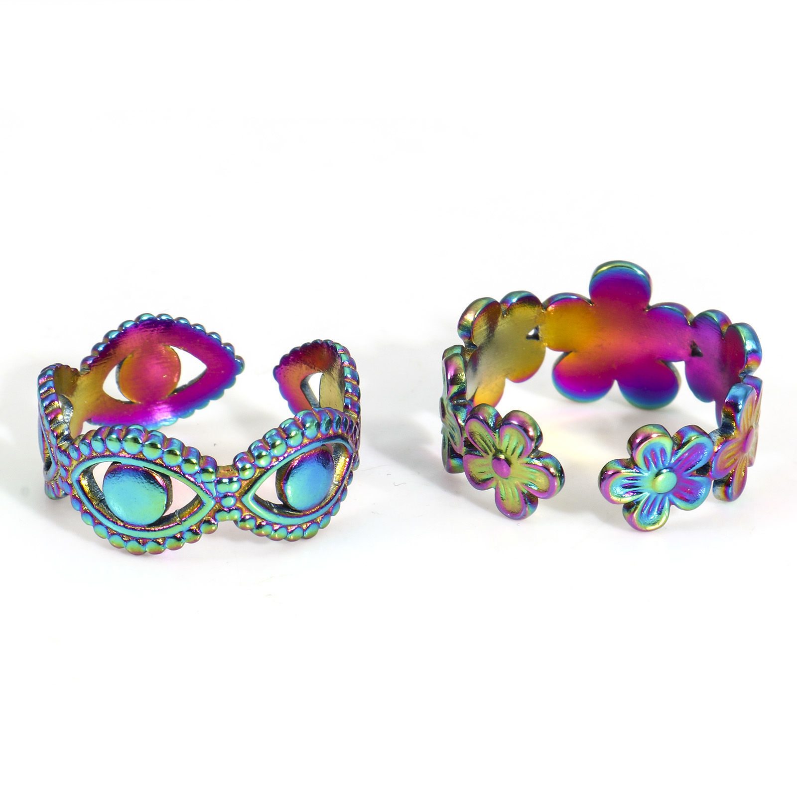 Image de Bagues Ouvert en 304 Acier Inoxydable Respectueux de la Nature Multicolore 1 Pièce