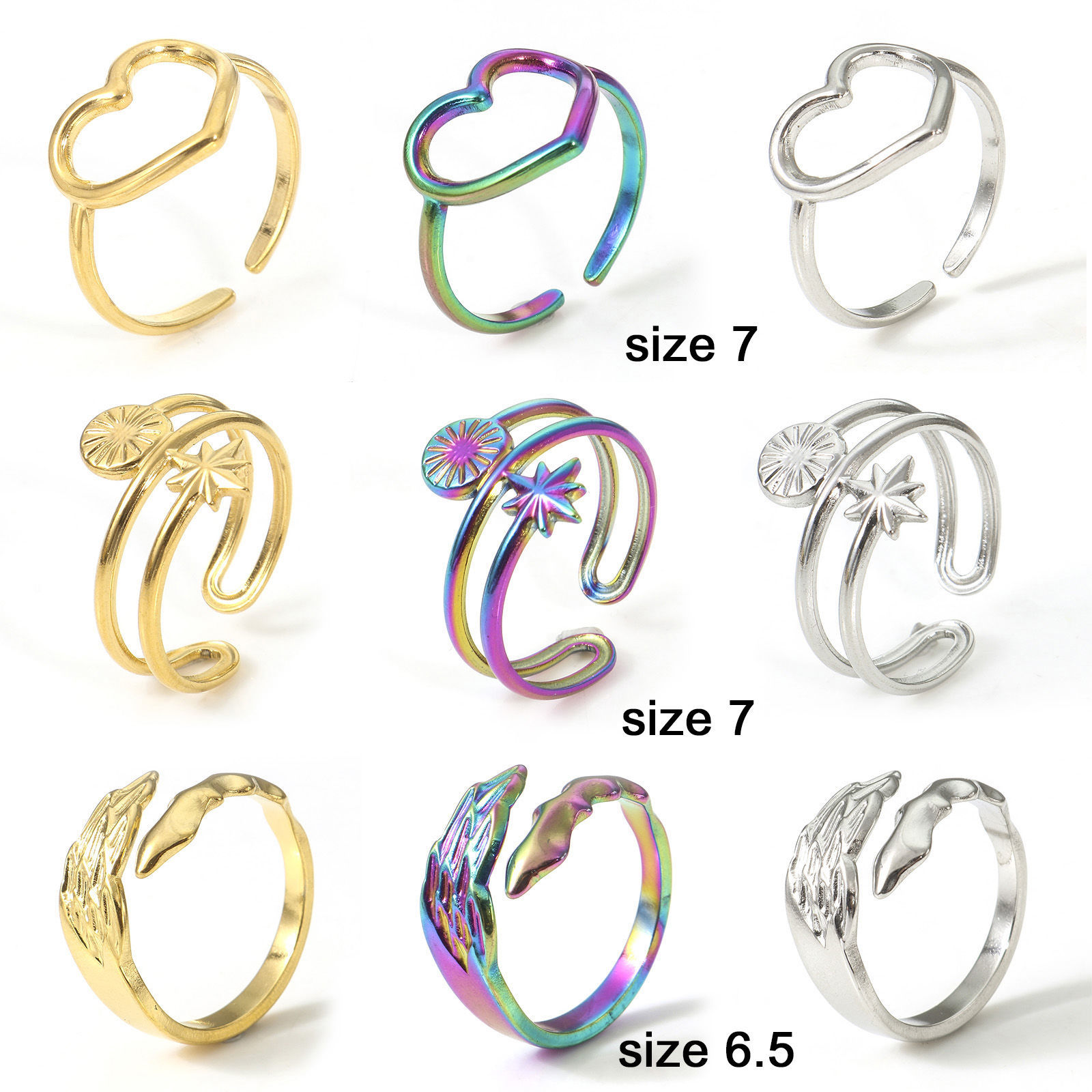 Picture of Eco-friendly 304 Stainless Steel Open Rings Multicolor