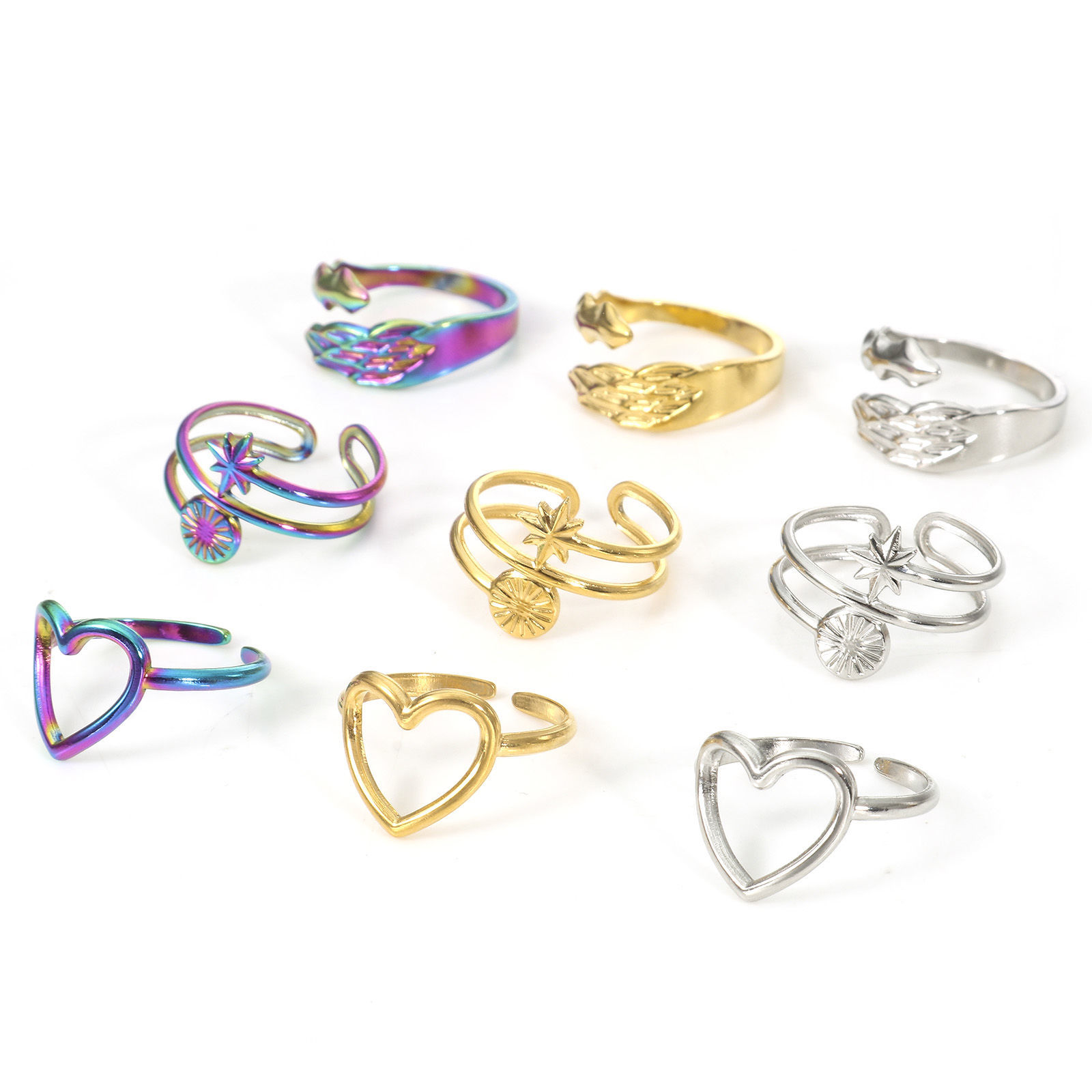 Picture of Eco-friendly 304 Stainless Steel Open Rings Multicolor