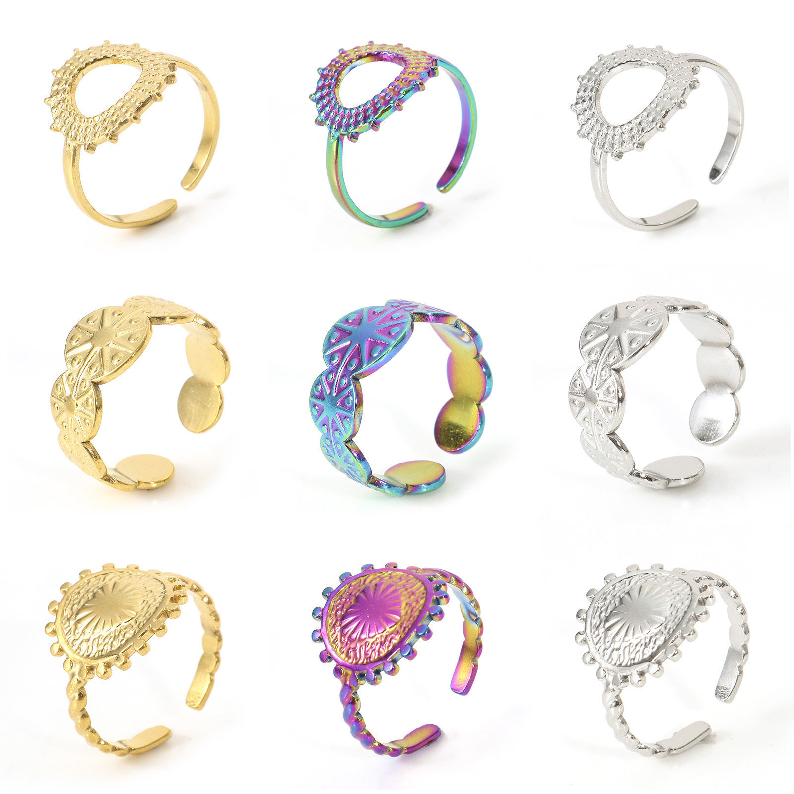 Picture of Eco-friendly 304 Stainless Steel Open Rings Multicolor