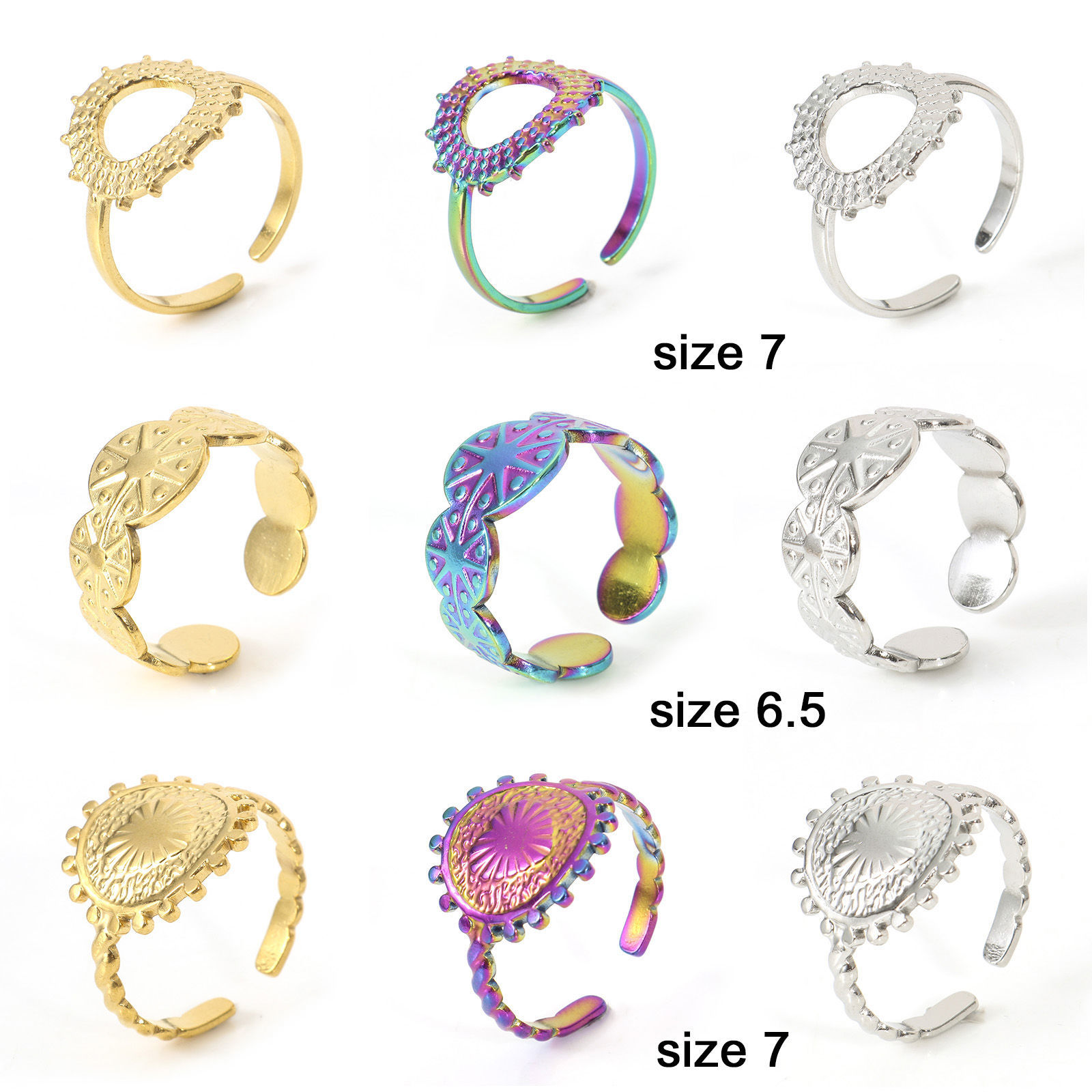 Picture of Eco-friendly 304 Stainless Steel Open Rings Multicolor