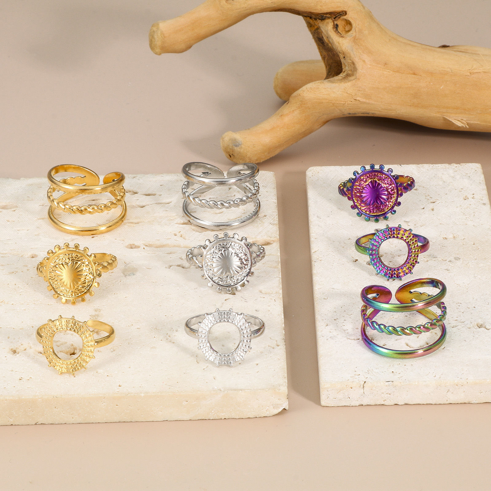 Picture of Eco-friendly 304 Stainless Steel Open Rings Multicolor